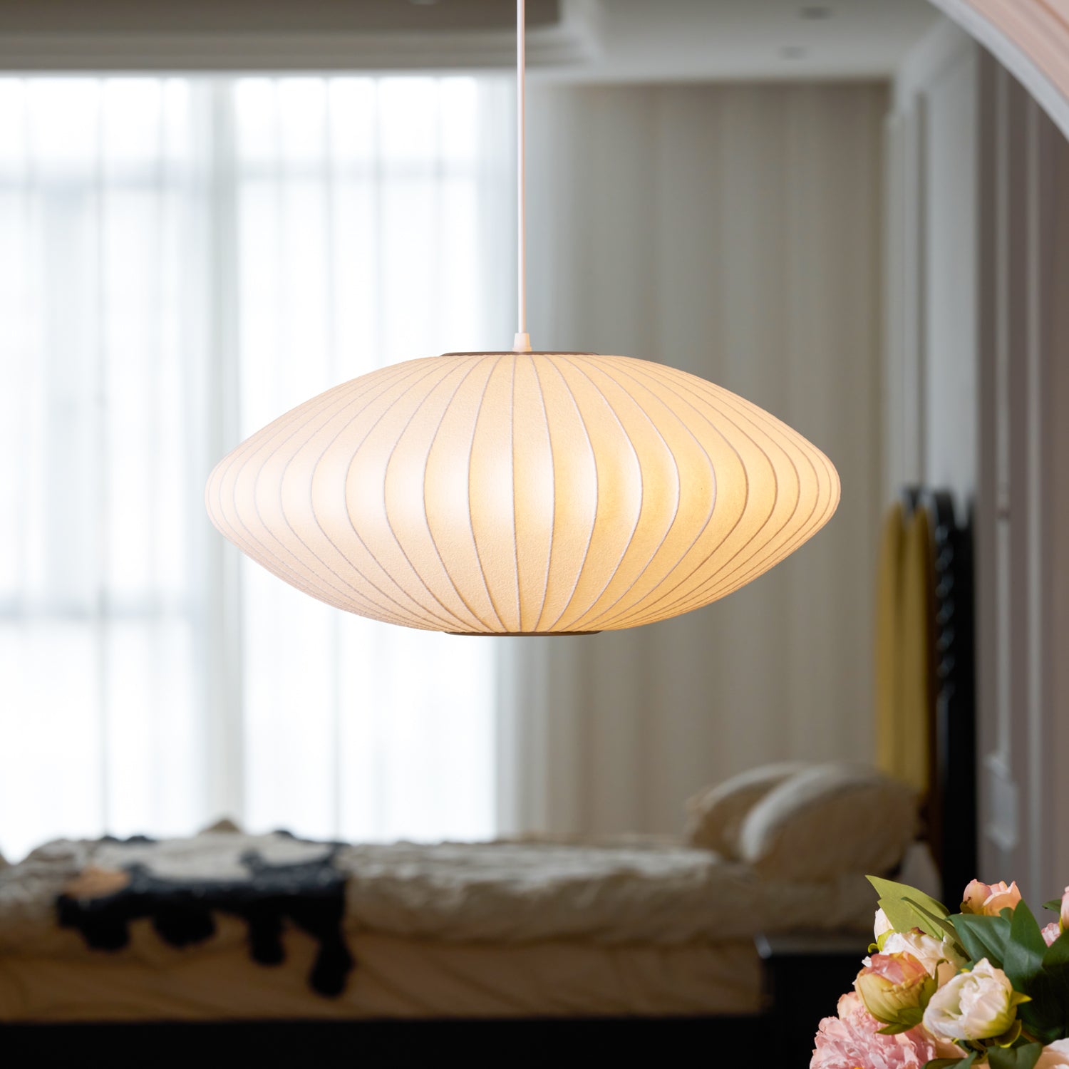 Nebula Bubble Mulberry Silk Pendant Lamp-Neutral Decor