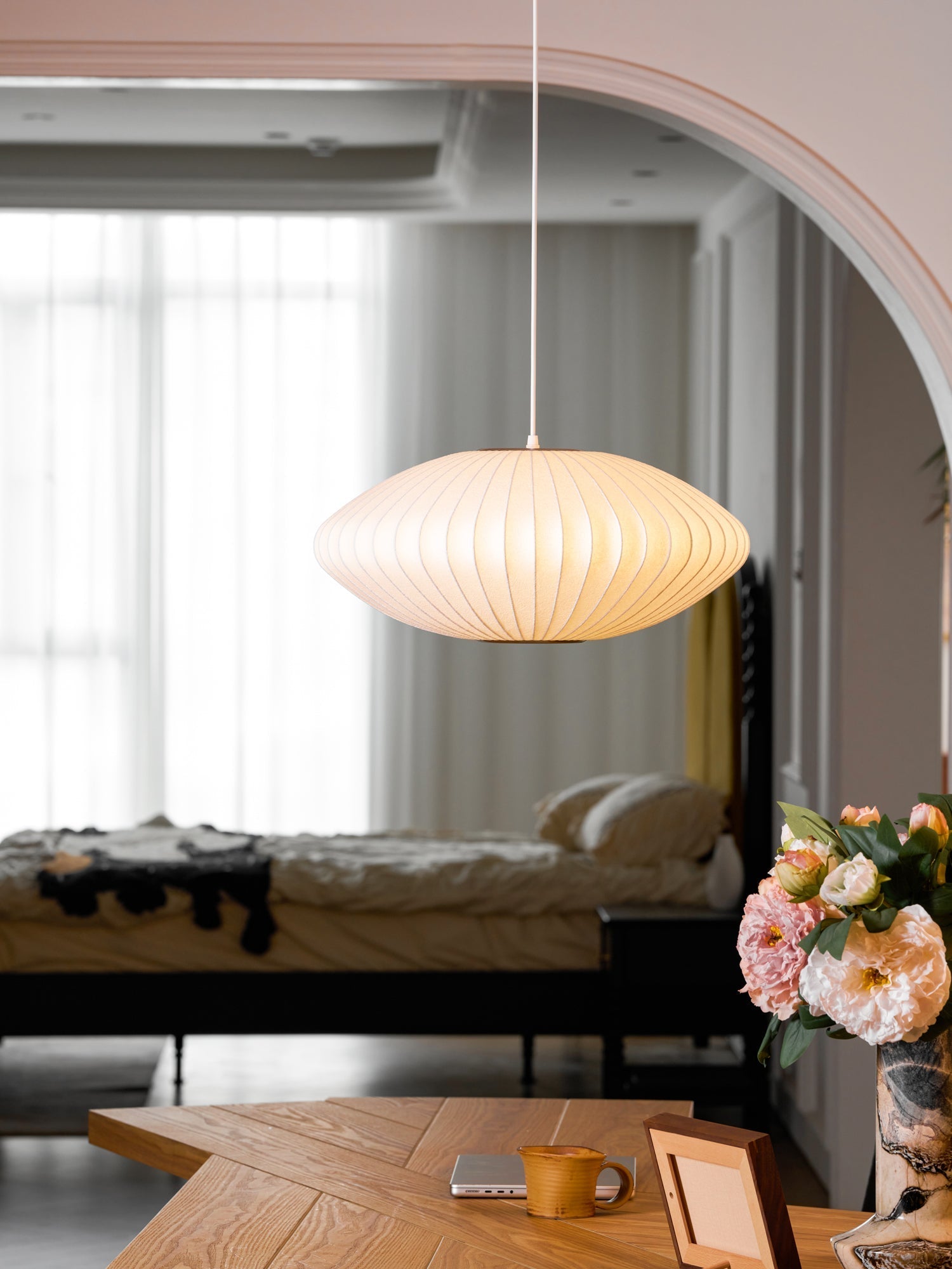Nebula Bubble Mulberry Silk Pendant Lamp-Neutral Decor