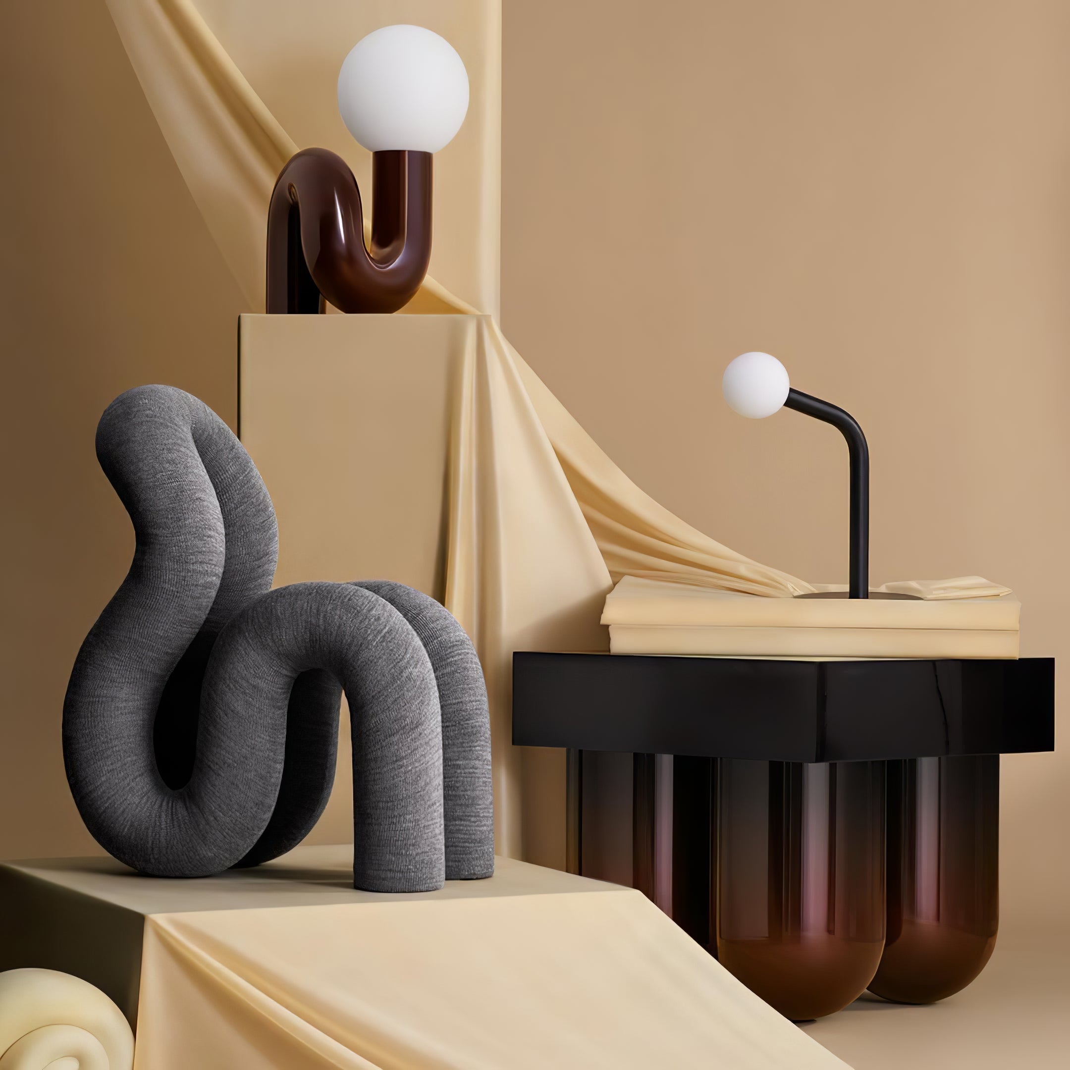 Aveny Lamp Playful N Shape All White-Neutral Decor