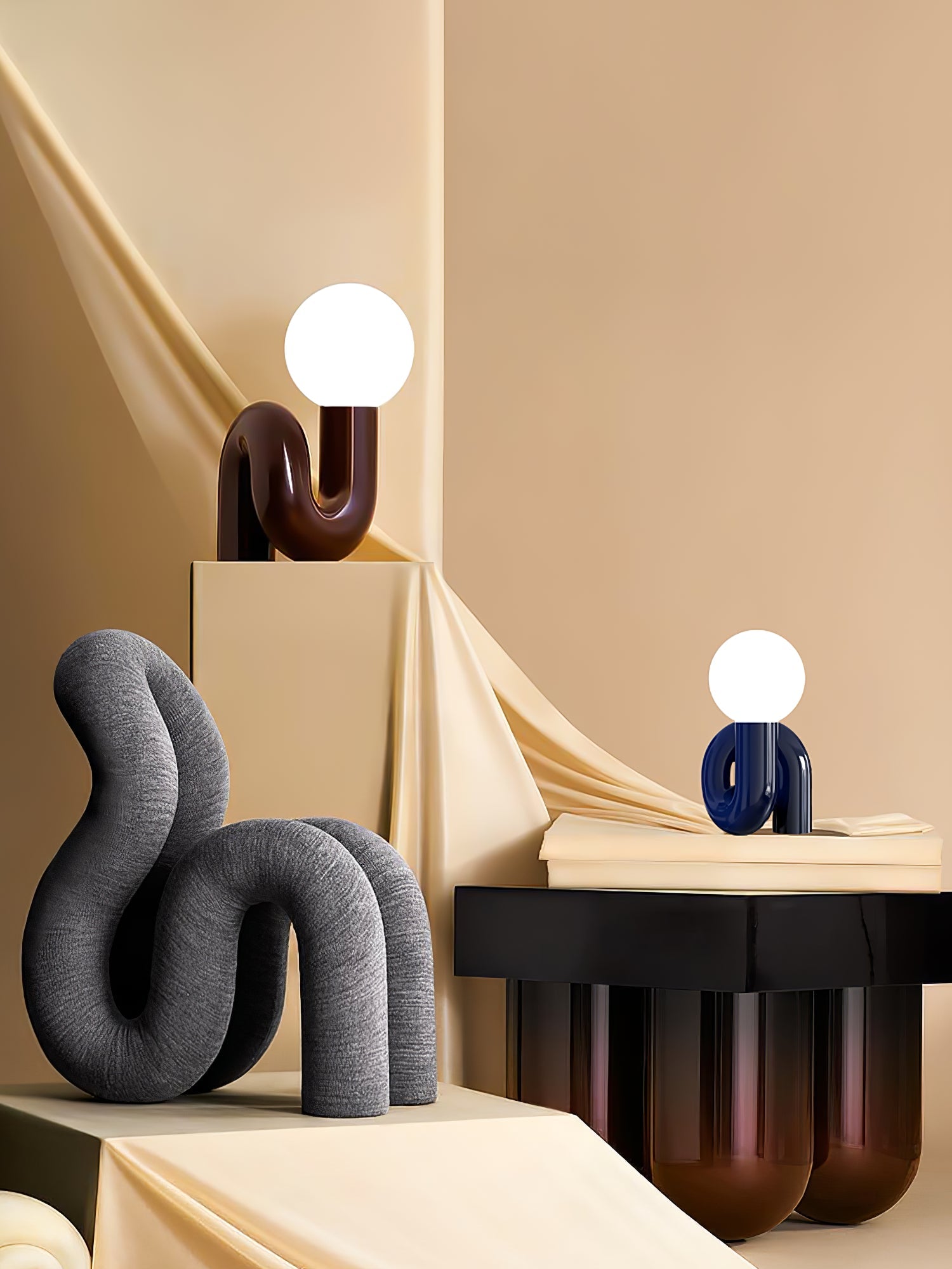 Aveny Lamp Playful N Shape All White-Neutral Decor