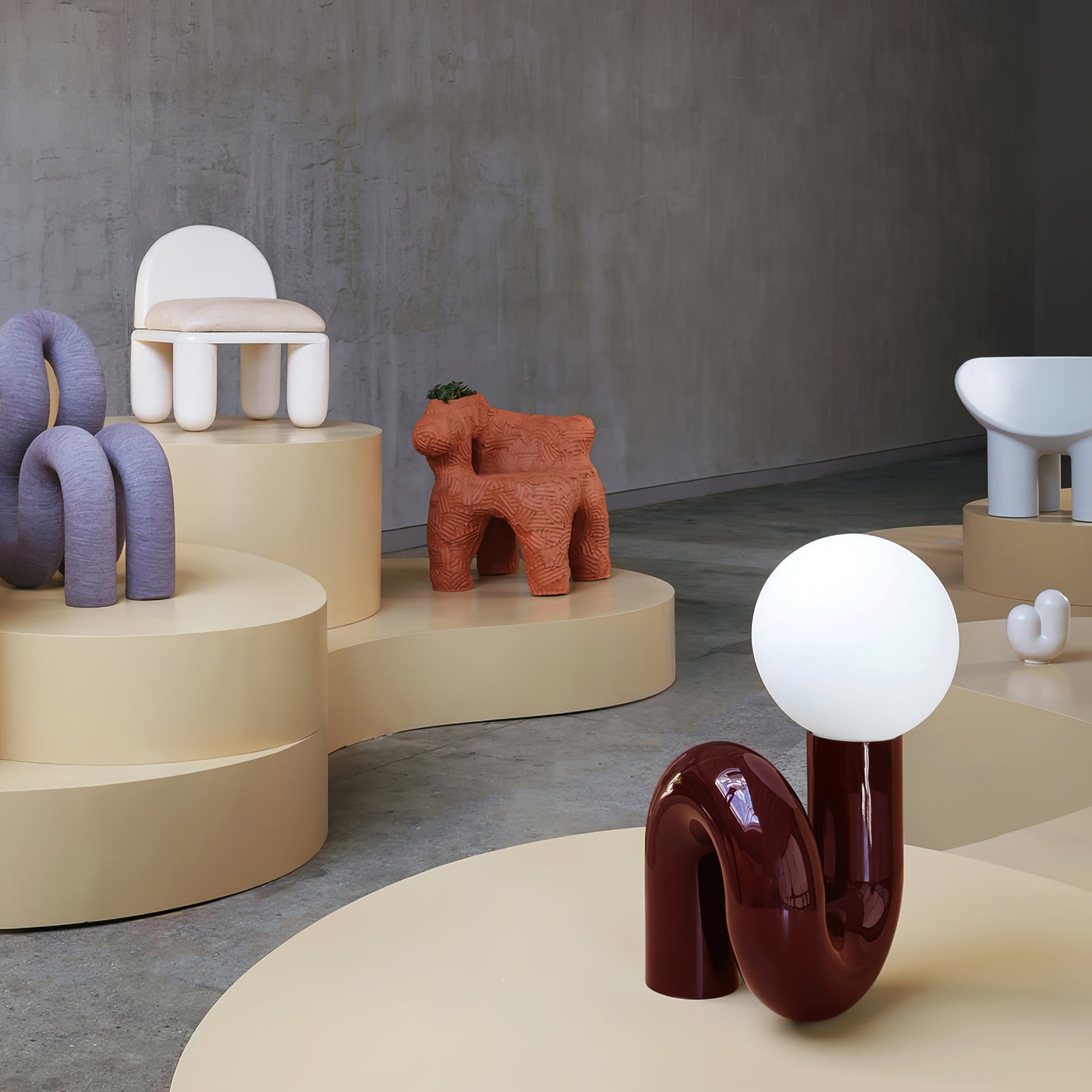 Aveny Lamp Playful N Shape All White-Neutral Decor