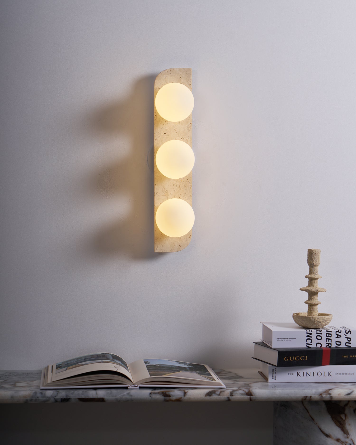 Hanlo Minimalist Travertine Plug-In Wall Light-Neutral Decor
