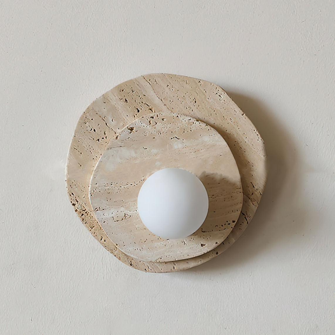 Neptune Wall Light  Travertine Layered  Wabi-sabi Aesthetics