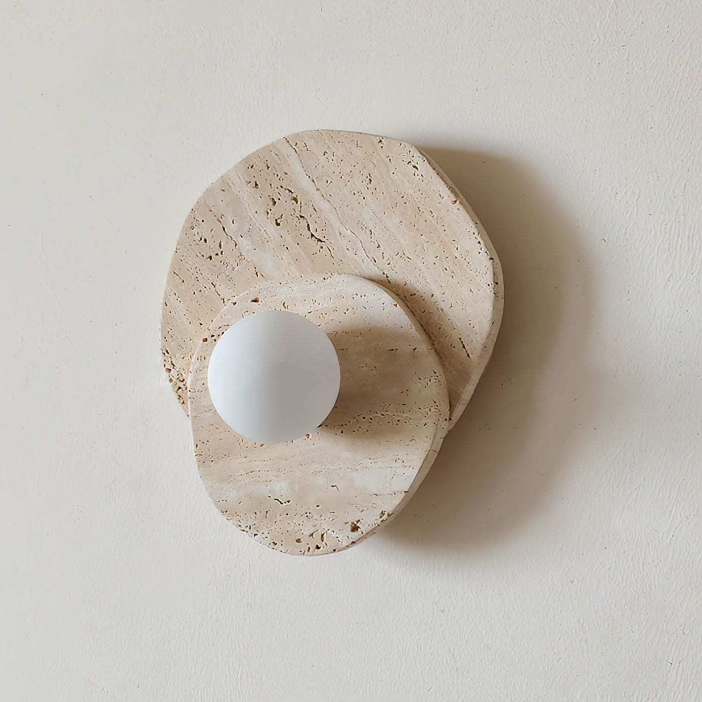 Neptune Wall Light  Travertine Layered  Wabi-sabi Aesthetics