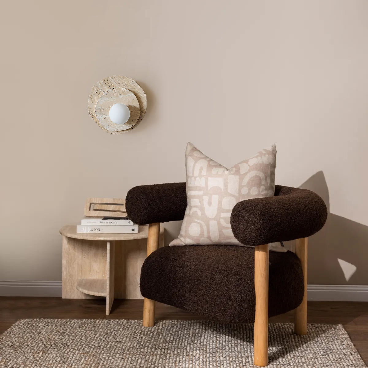 Neptune Wall Light  Travertine Layered  Wabi-sabi Aesthetics