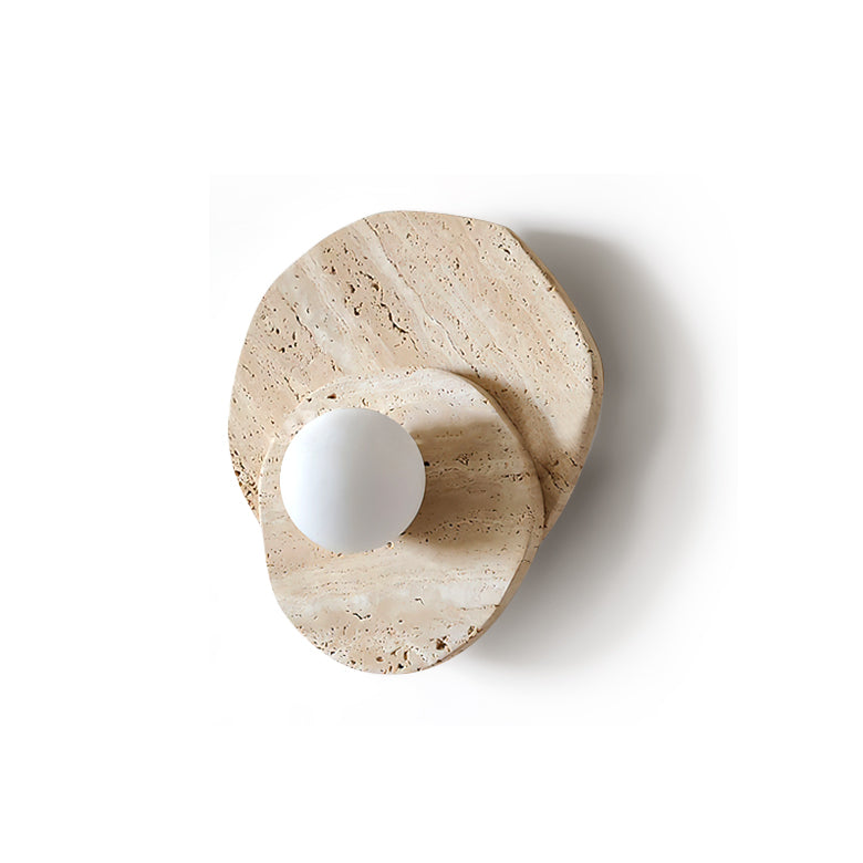Neptune Wall Light  Travertine Layered  Wabi-sabi Aesthetics