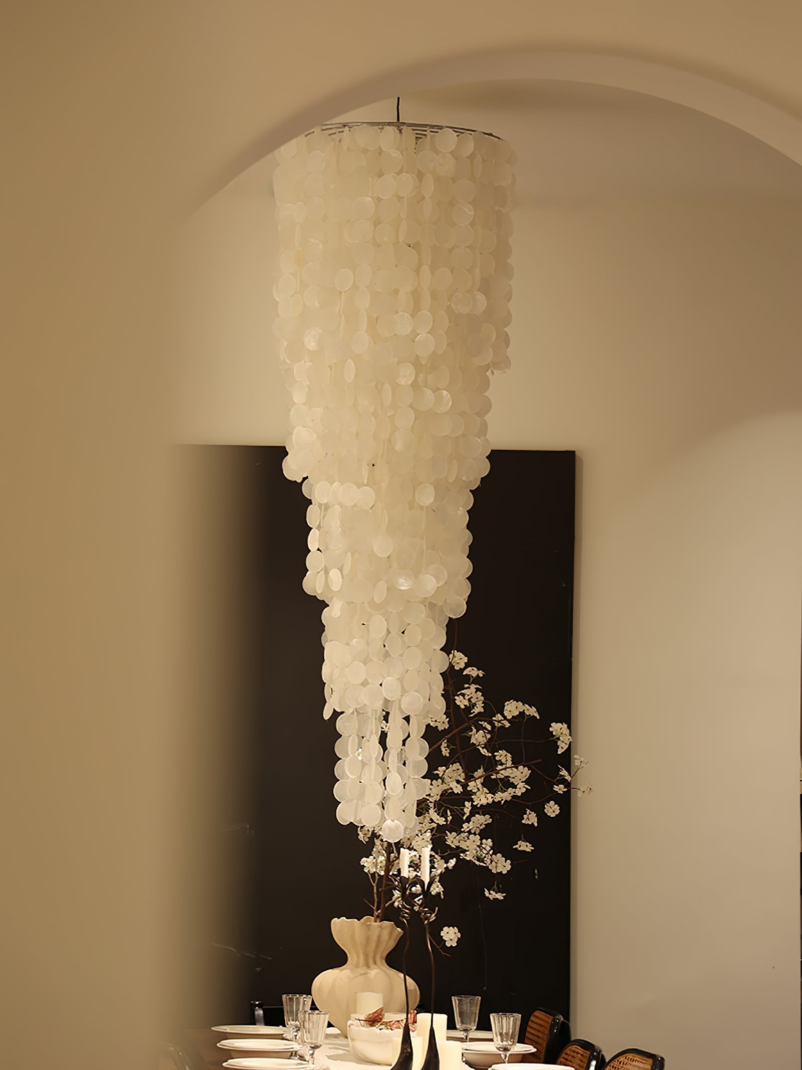 Eloryra Cascading Glass Chandelier-Neutral Decor