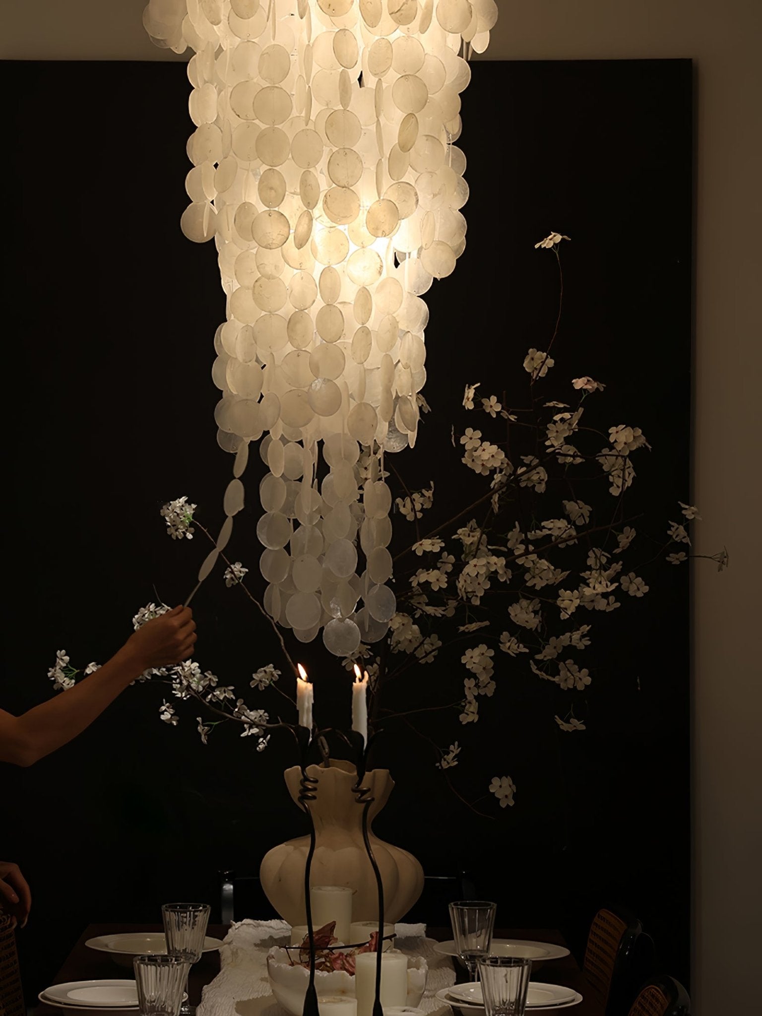 Eloryra Cascading Glass Chandelier-Neutral Decor