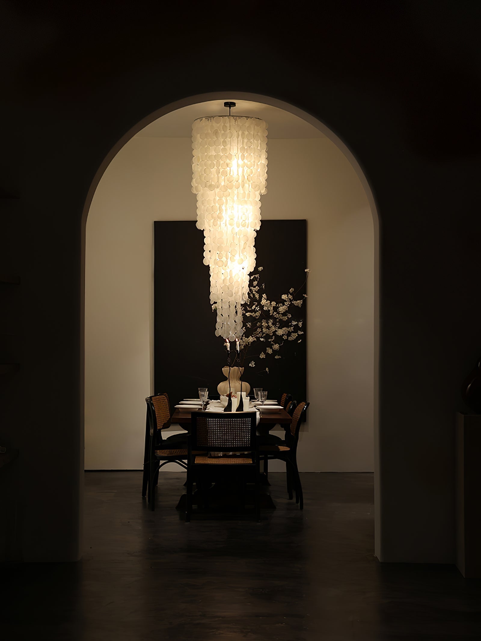 Eloryra Cascading Glass Chandelier-Neutral Decor