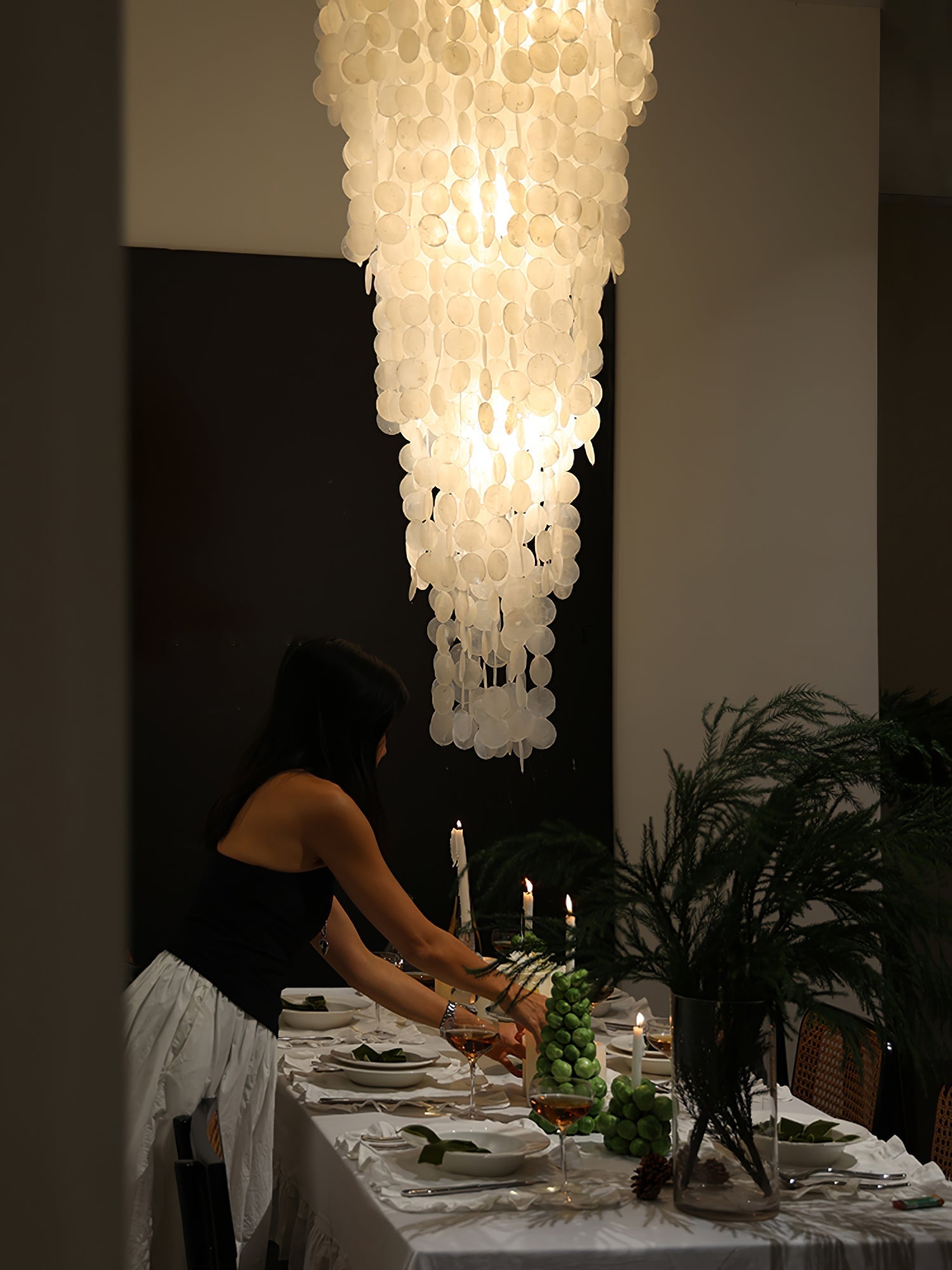 Eloryra Cascading Glass Chandelier-Neutral Decor