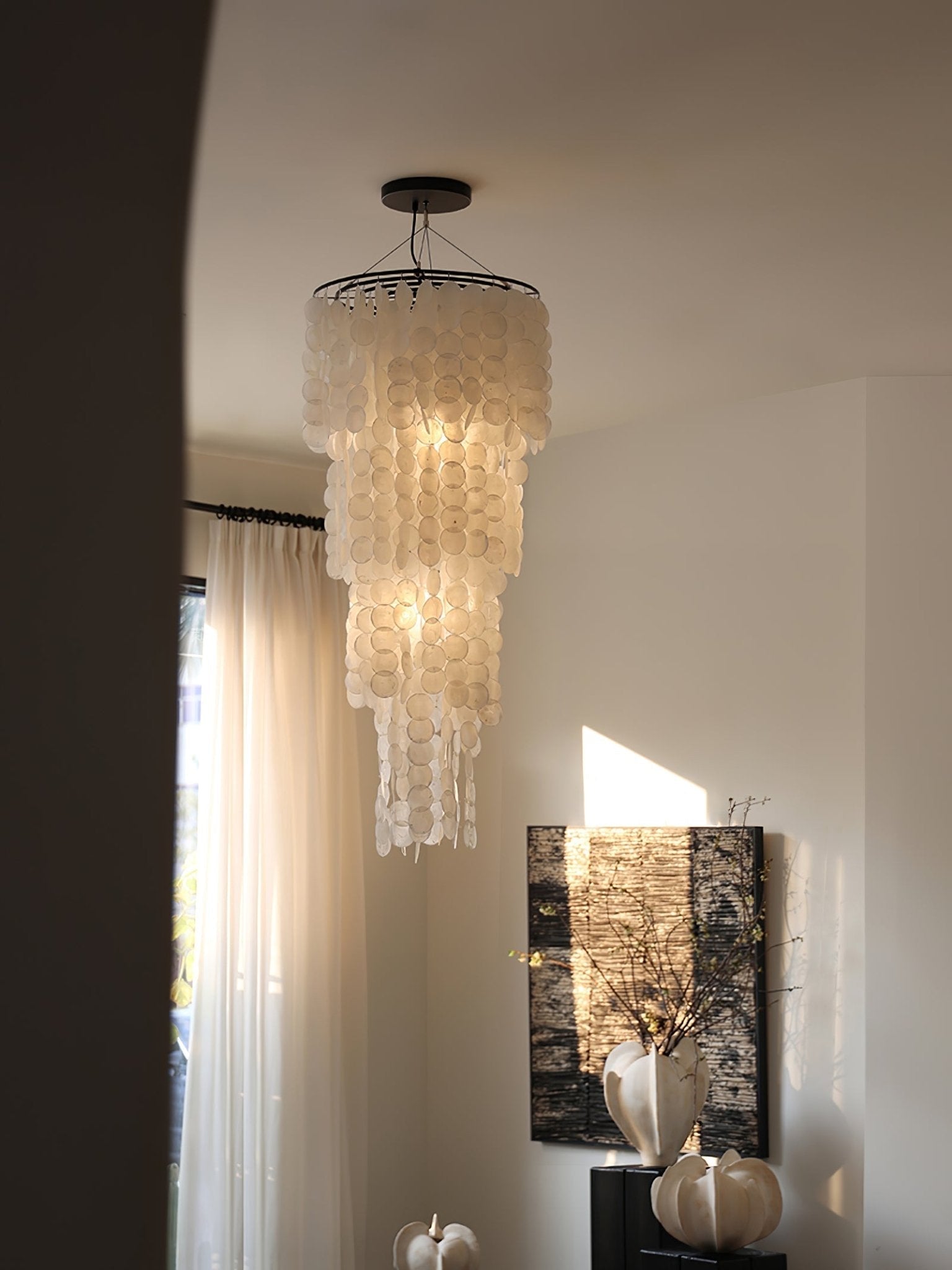 Eloryra Cascading Glass Chandelier-Neutral Decor