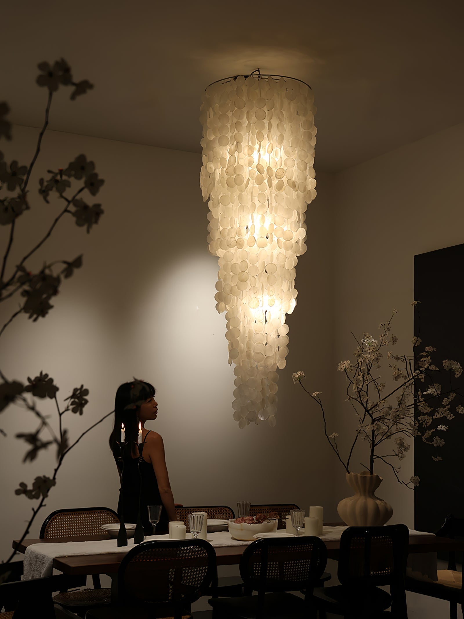 Eloryra Cascading Glass Chandelier-Neutral Decor