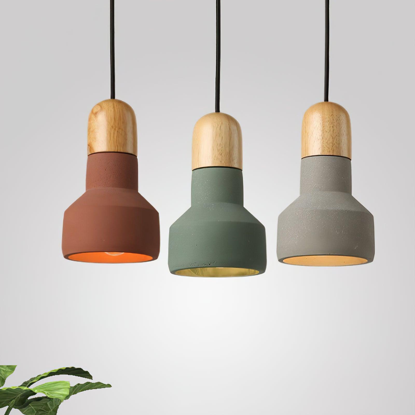 Trio Rustic Wood Pendant Light-Neutral Decor