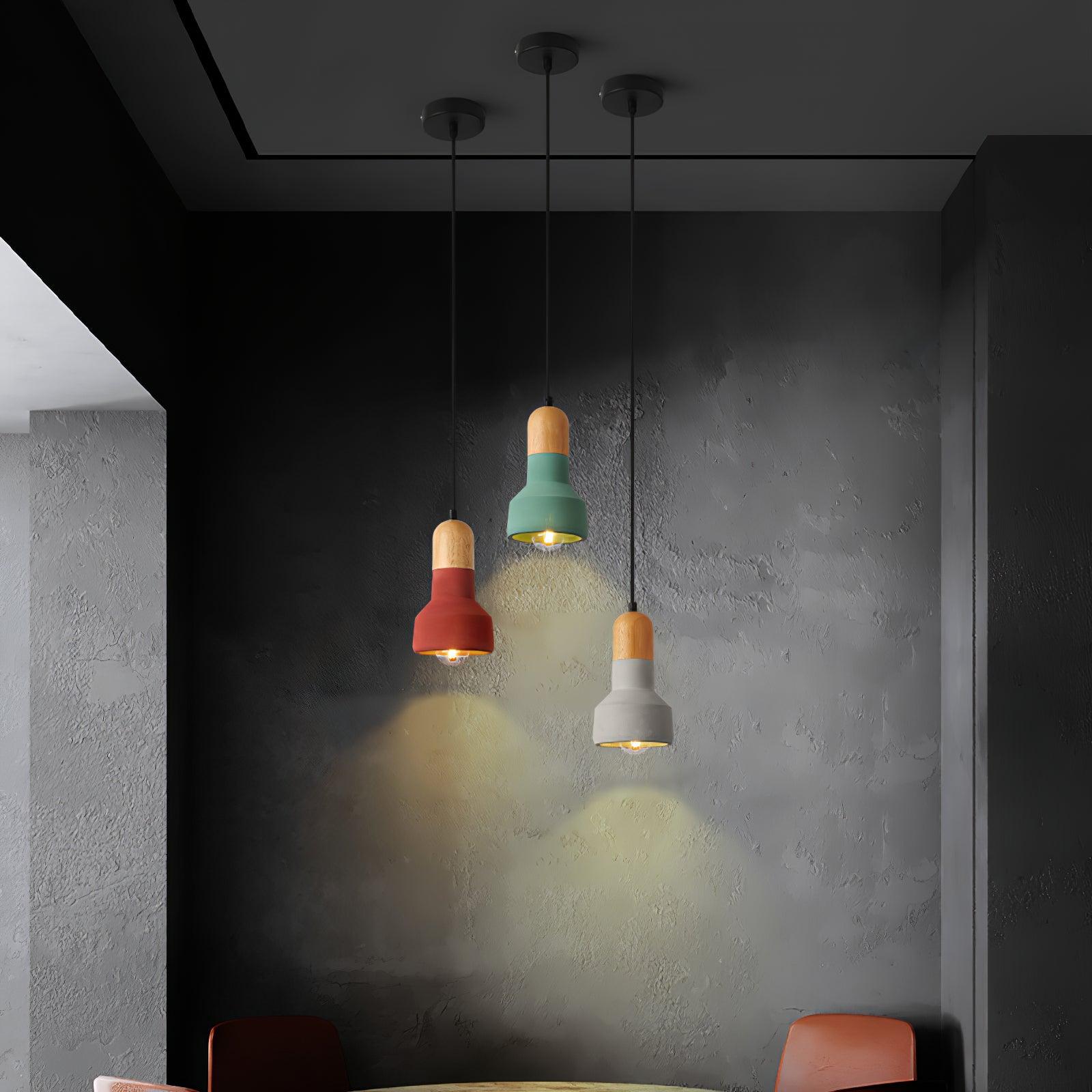 Trio Rustic Wood Pendant Light-Neutral Decor