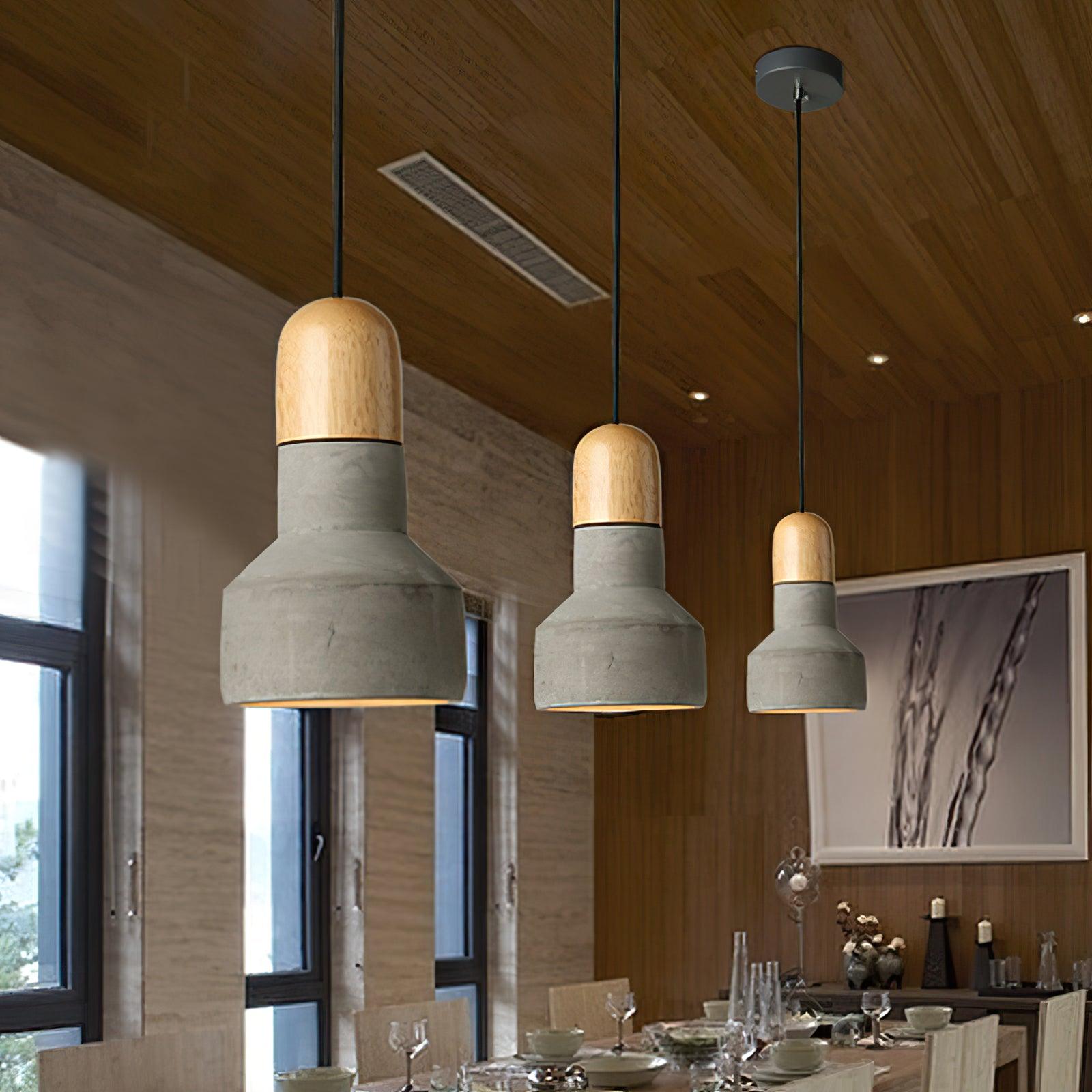 Trio Rustic Wood Pendant Light-Neutral Decor