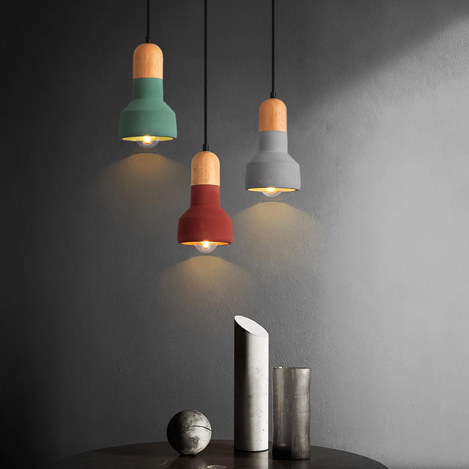 Trio Rustic Wood Pendant Light-Neutral Decor