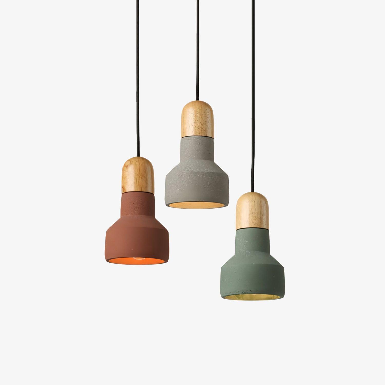 Trio Rustic Wood Pendant Light-Neutral Decor