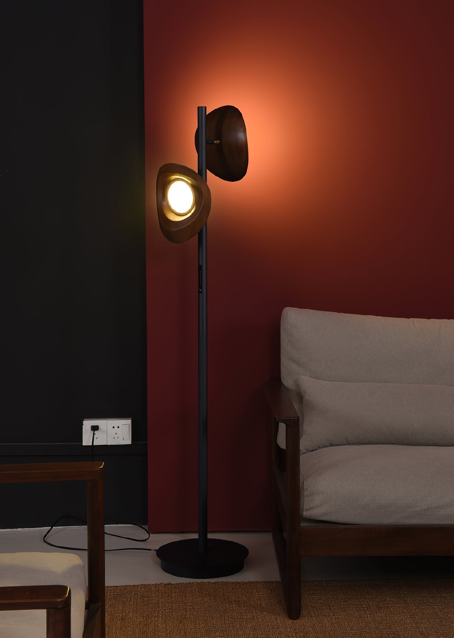 Ceyran Double Sphere Black Floor Lamp-Neutral Decor