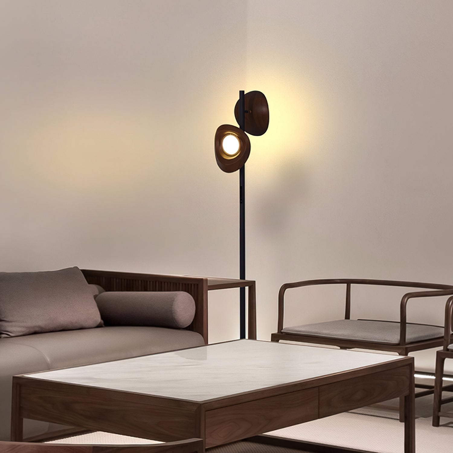 Ceyran Double Sphere Black Floor Lamp-Neutral Decor
