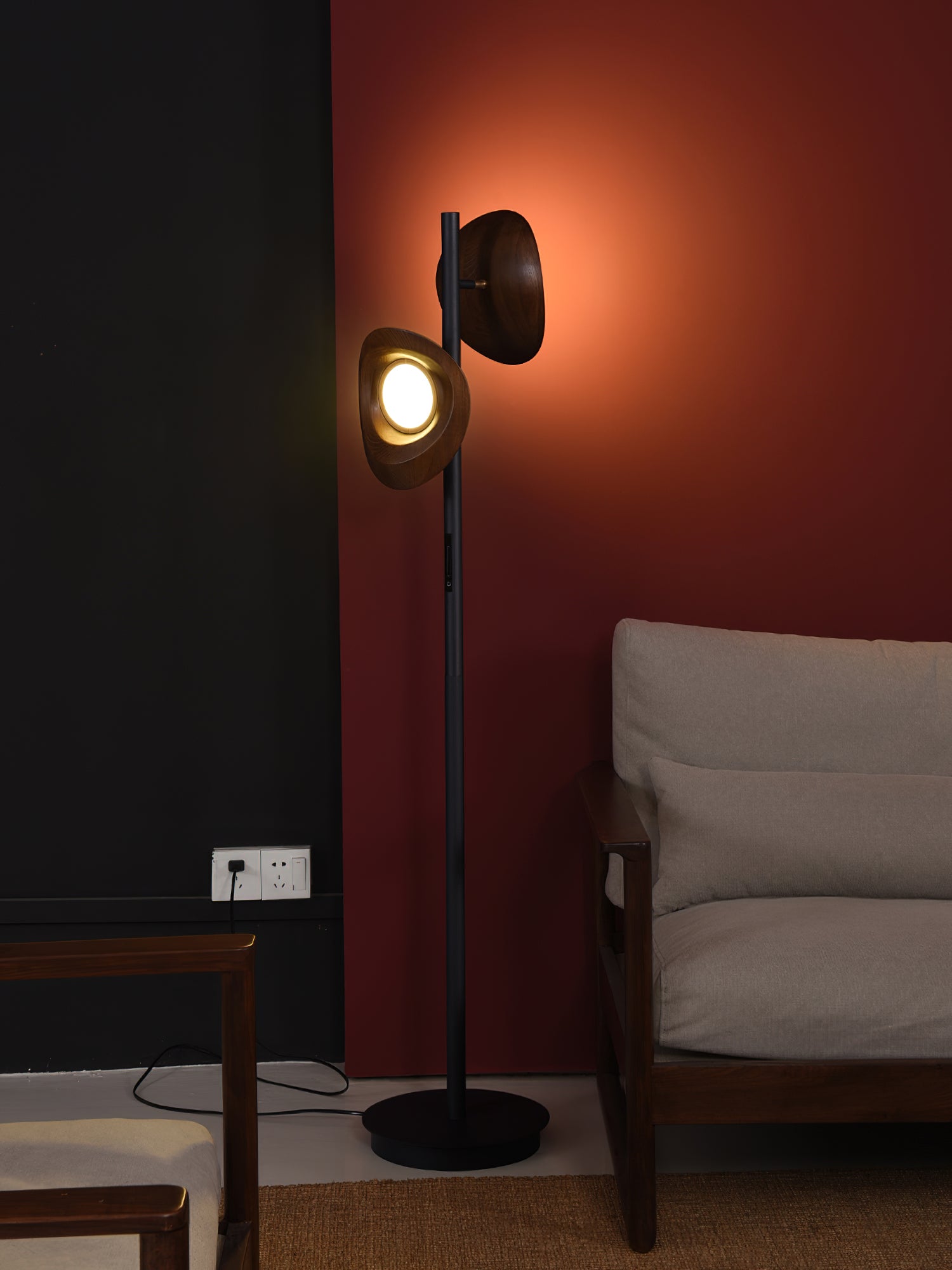 Ceyran Double Sphere Black Floor Lamp-Neutral Decor