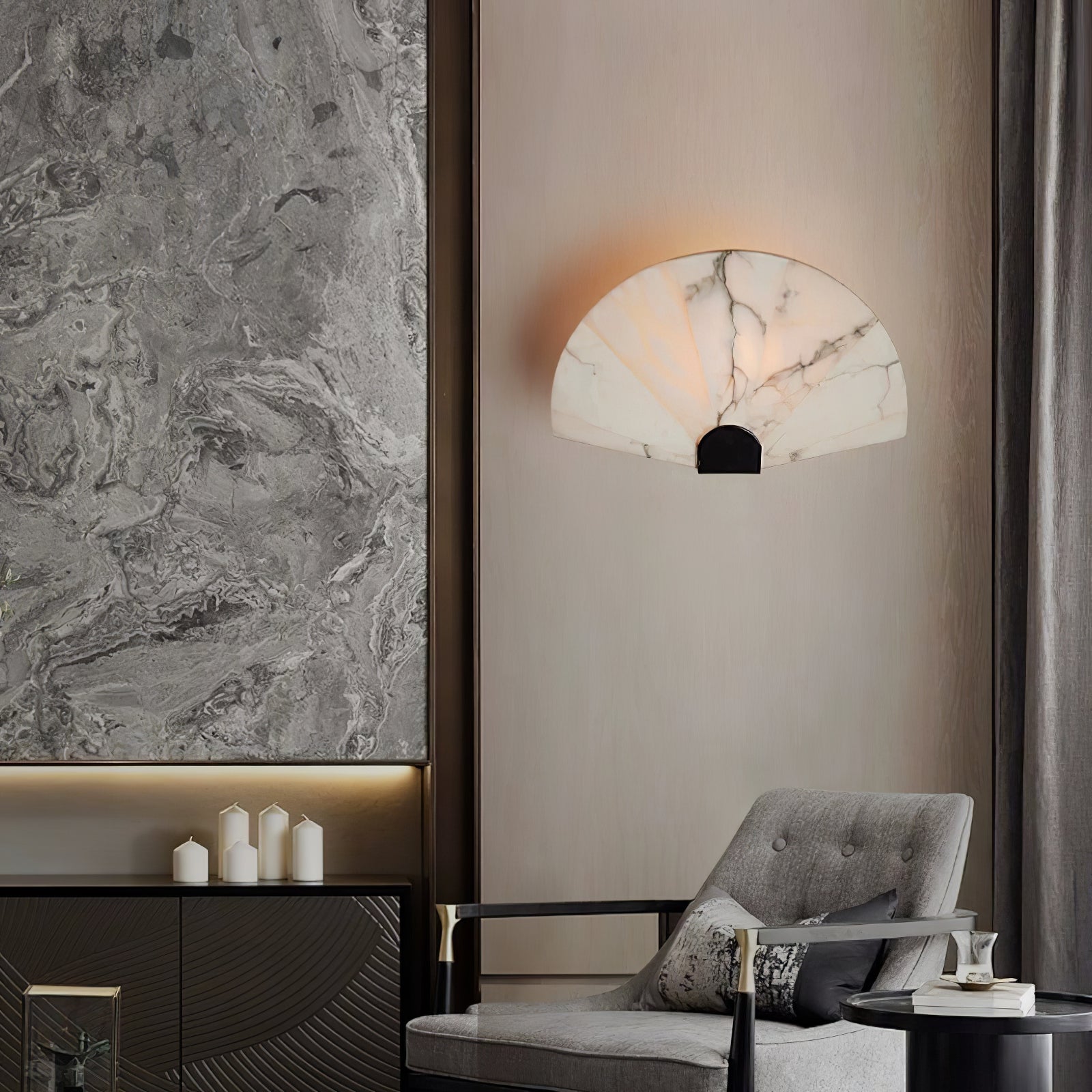Aurelia Minimalist Alabaster Wall Light-Neutral Decor