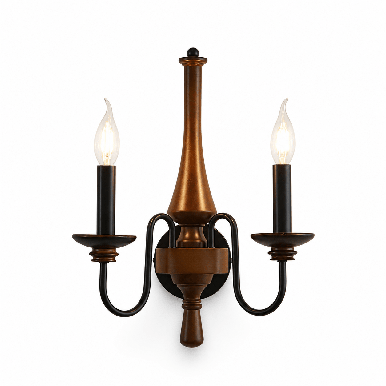 Newel Turned Wood Candle Sconce-Neutral Decor