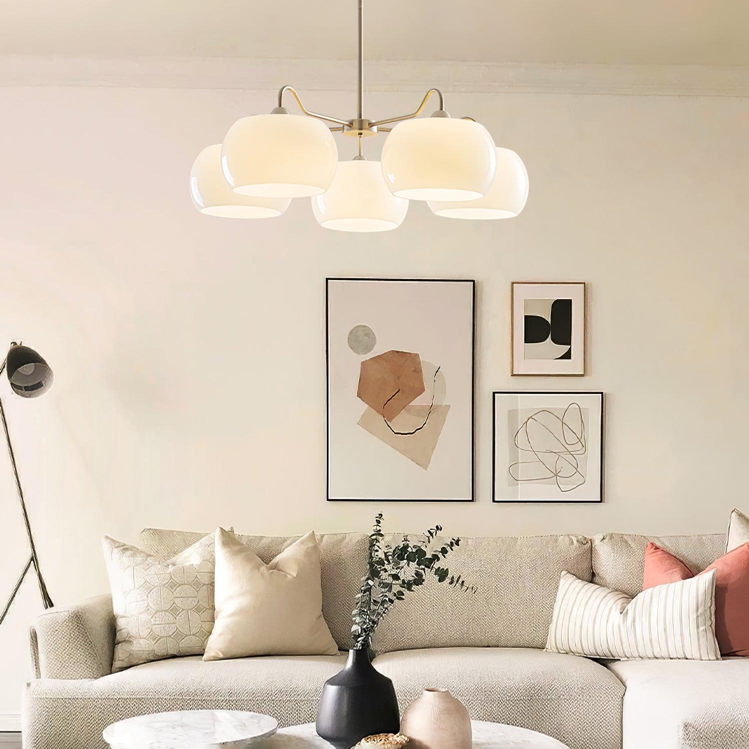 Kade Chandelier White Glass Persimmon Shape-Neutral Decor