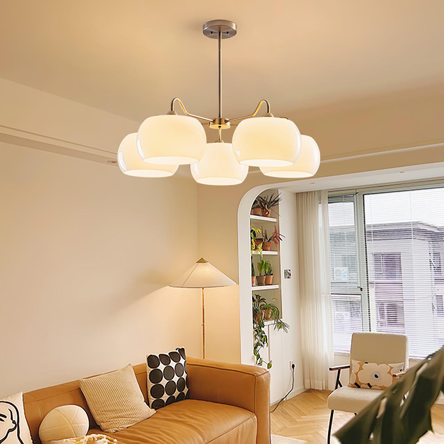 Kade Chandelier White Glass Persimmon Shape-Neutral Decor