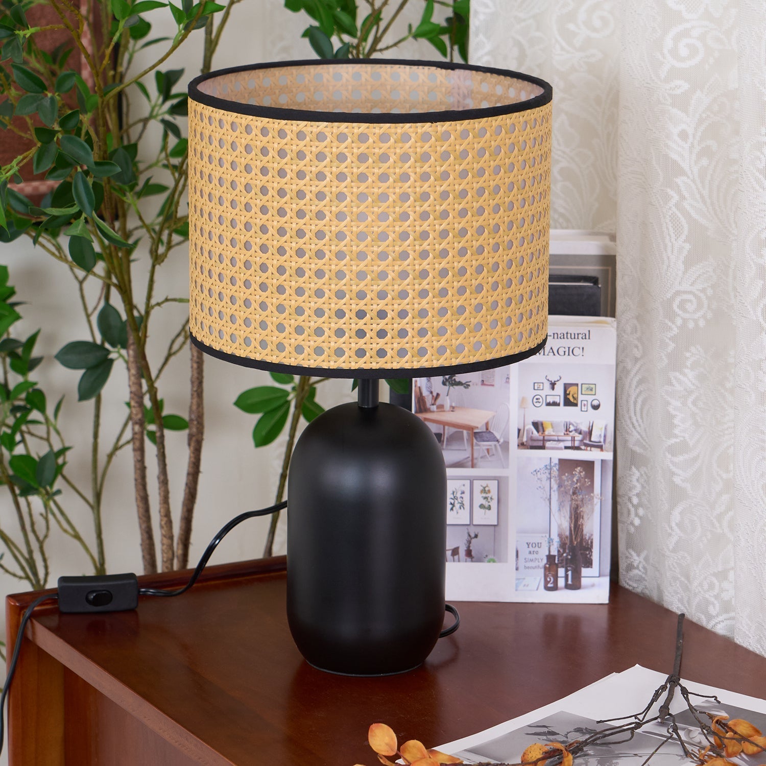 Cora Modern Bamboo Table Lamp-Neutral Decor