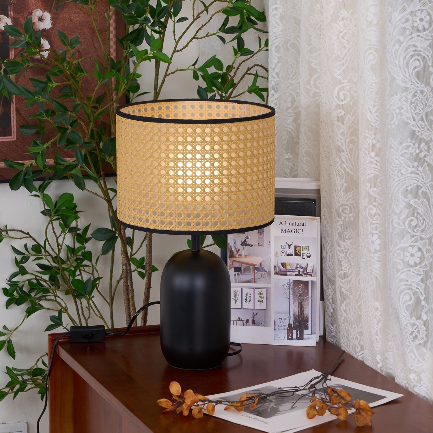 Cora Modern Bamboo Table Lamp-Neutral Decor