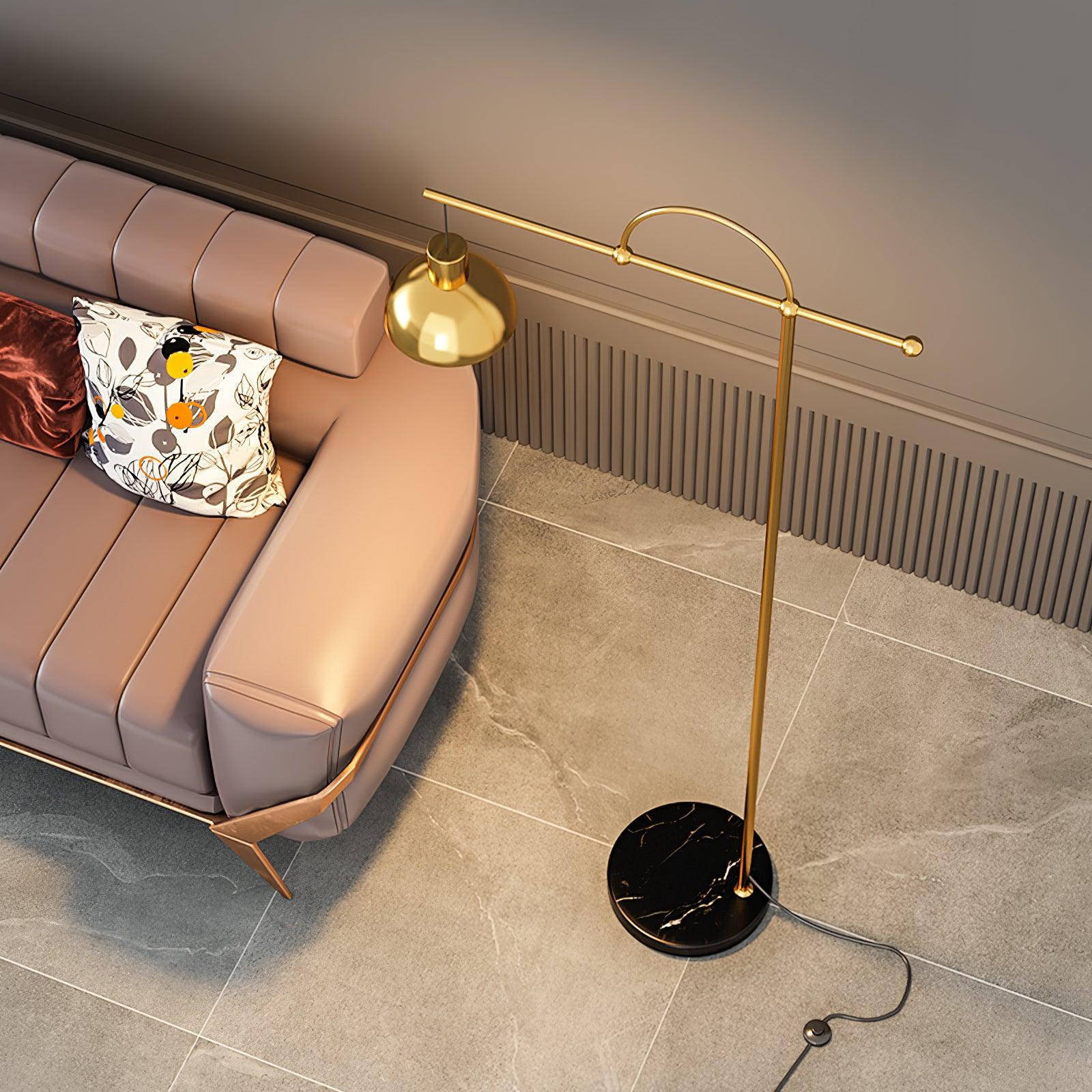 Usilil Art Deco Brass Floor Lamp-Neutral Decor