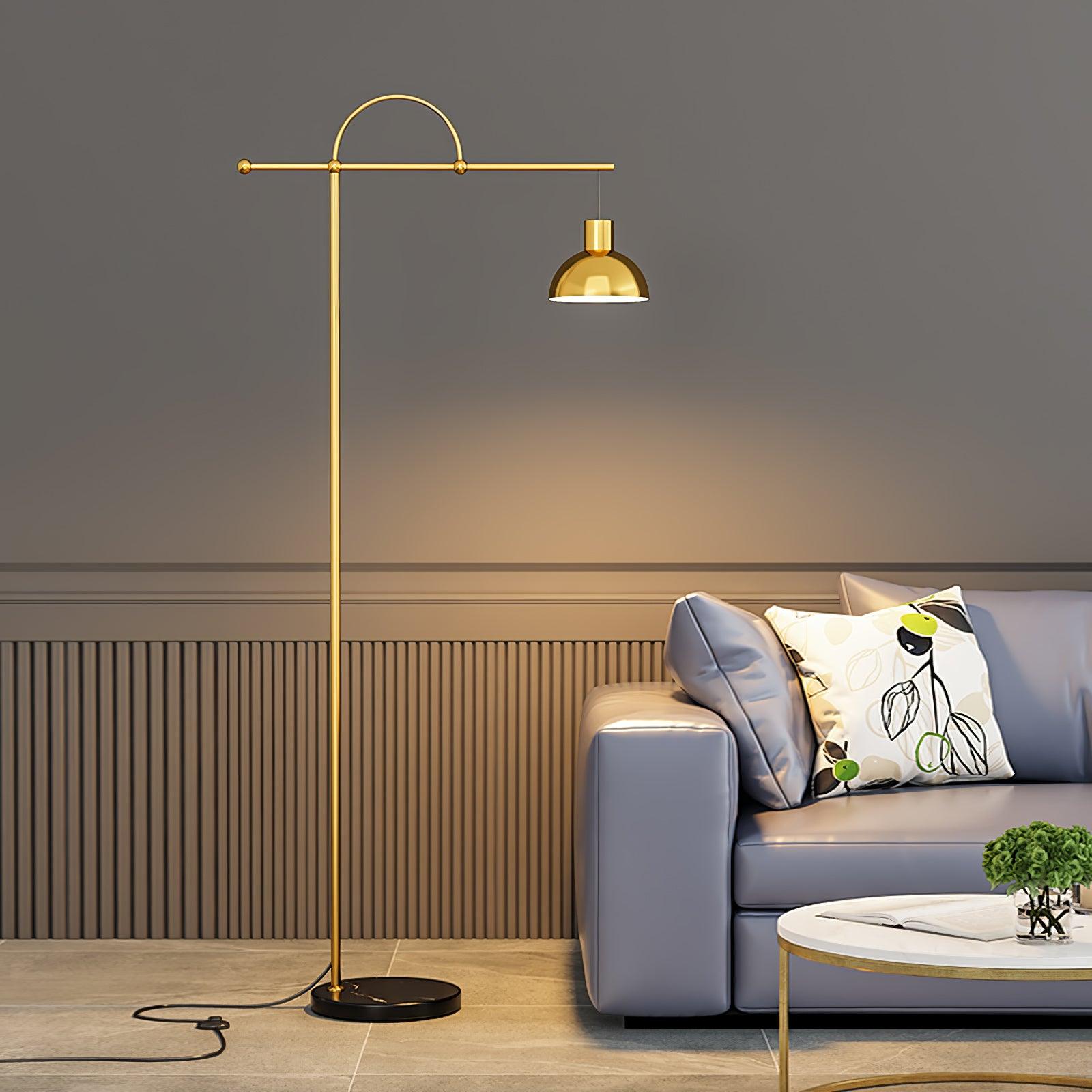 Usilil Art Deco Brass Floor Lamp-Neutral Decor