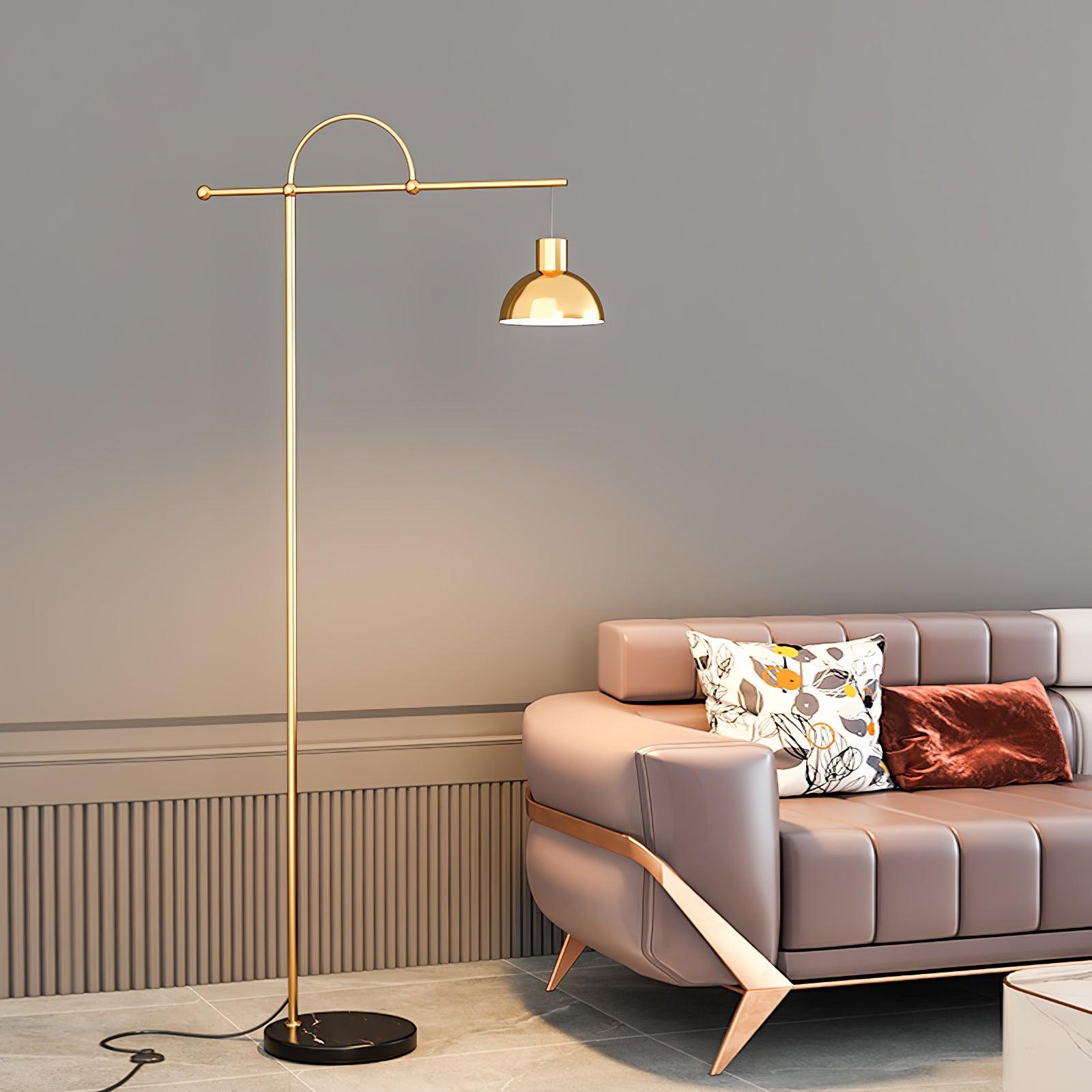 Usilil Art Deco Brass Floor Lamp-Neutral Decor