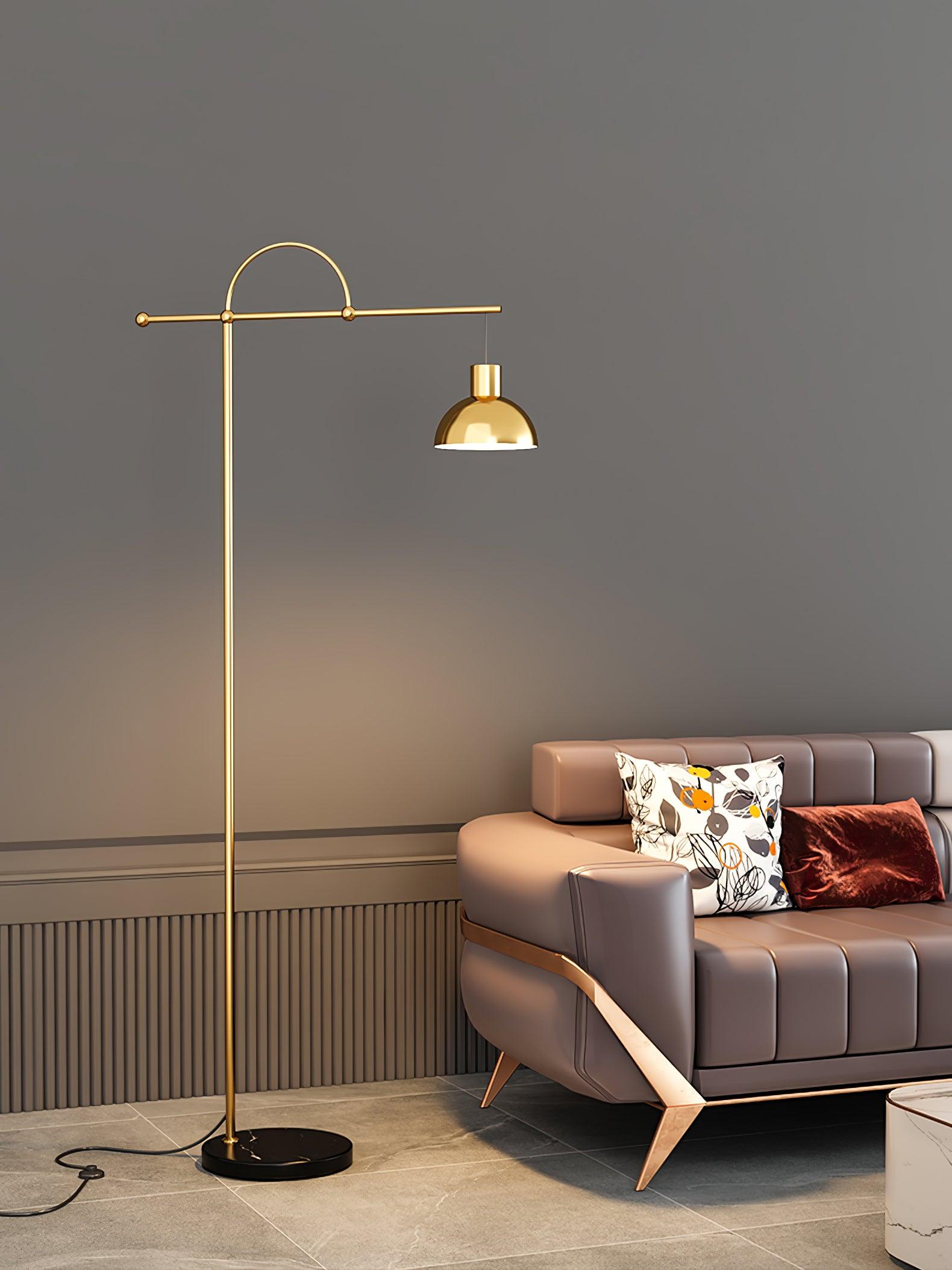 Usilil Art Deco Brass Floor Lamp-Neutral Decor