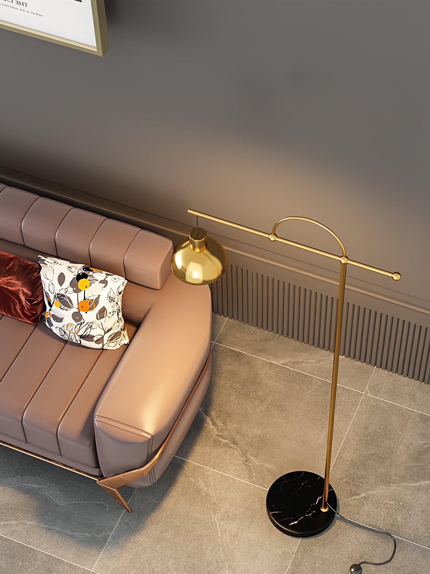 Usilil Art Deco Brass Floor Lamp-Neutral Decor