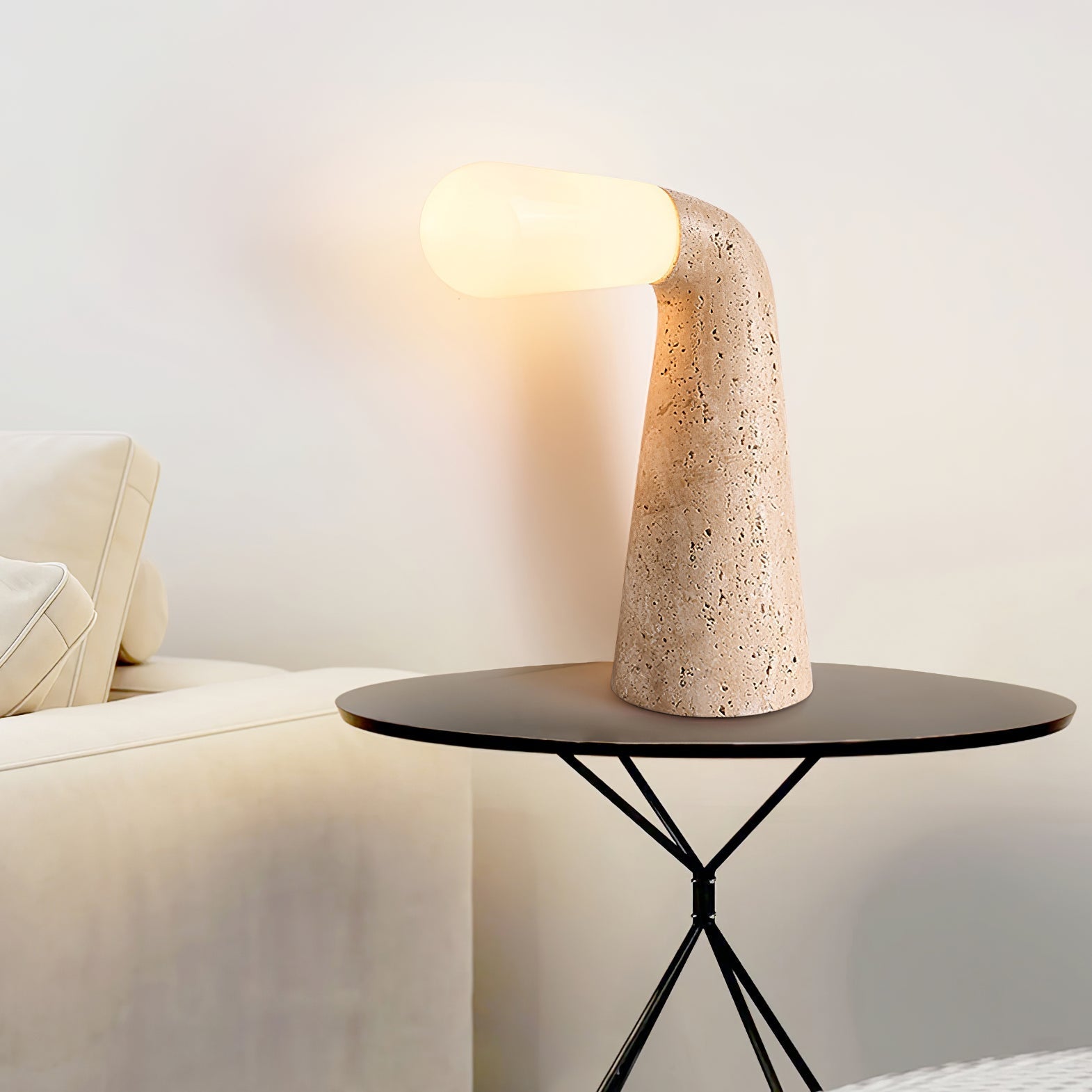 Cocare Travertine Table Lamp-Neutral Decor