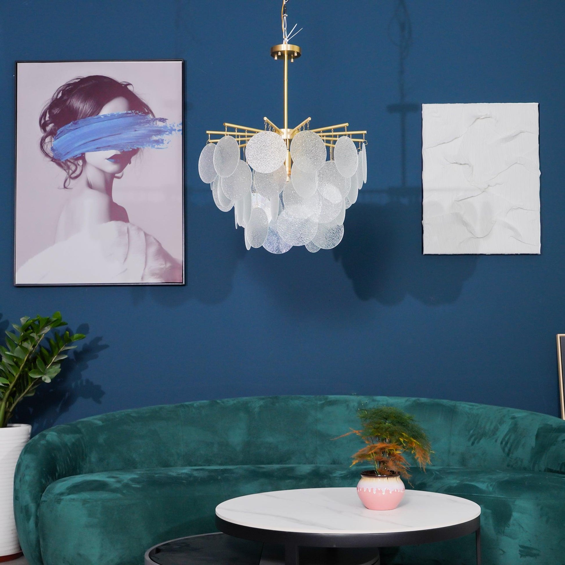 Zorven Chandelier Nimbus Glass Droplets-Neutral Decor