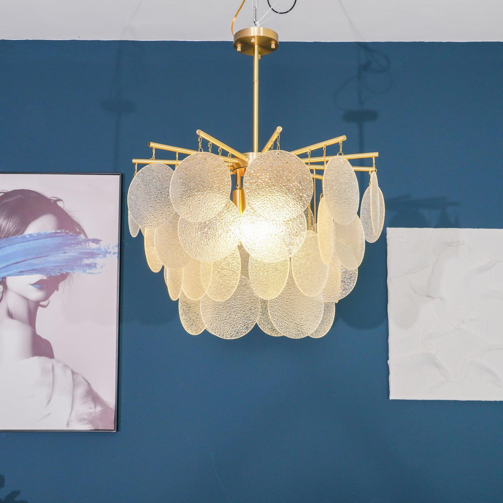 Zorven Chandelier Nimbus Glass Droplets-Neutral Decor