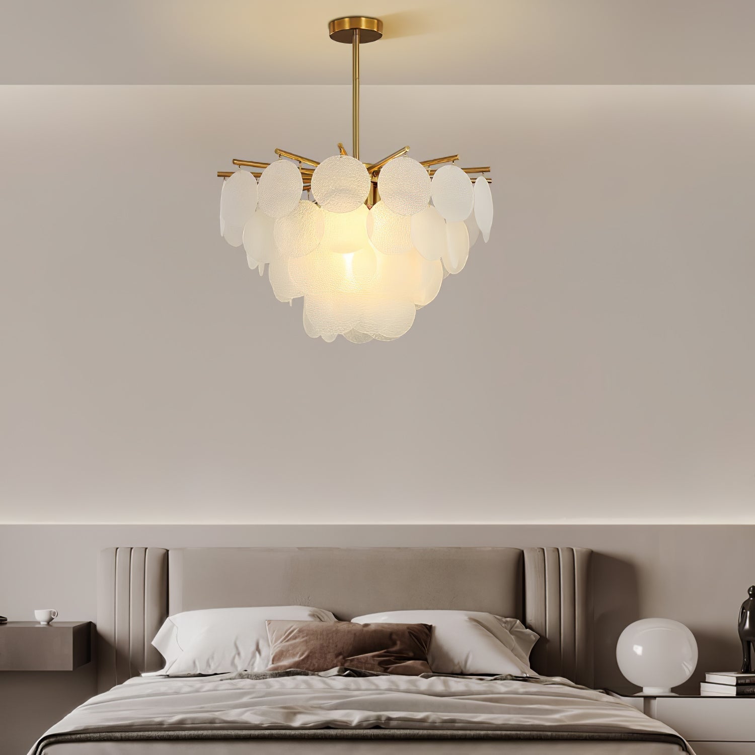 Zorven Chandelier Nimbus Glass Droplets-Neutral Decor