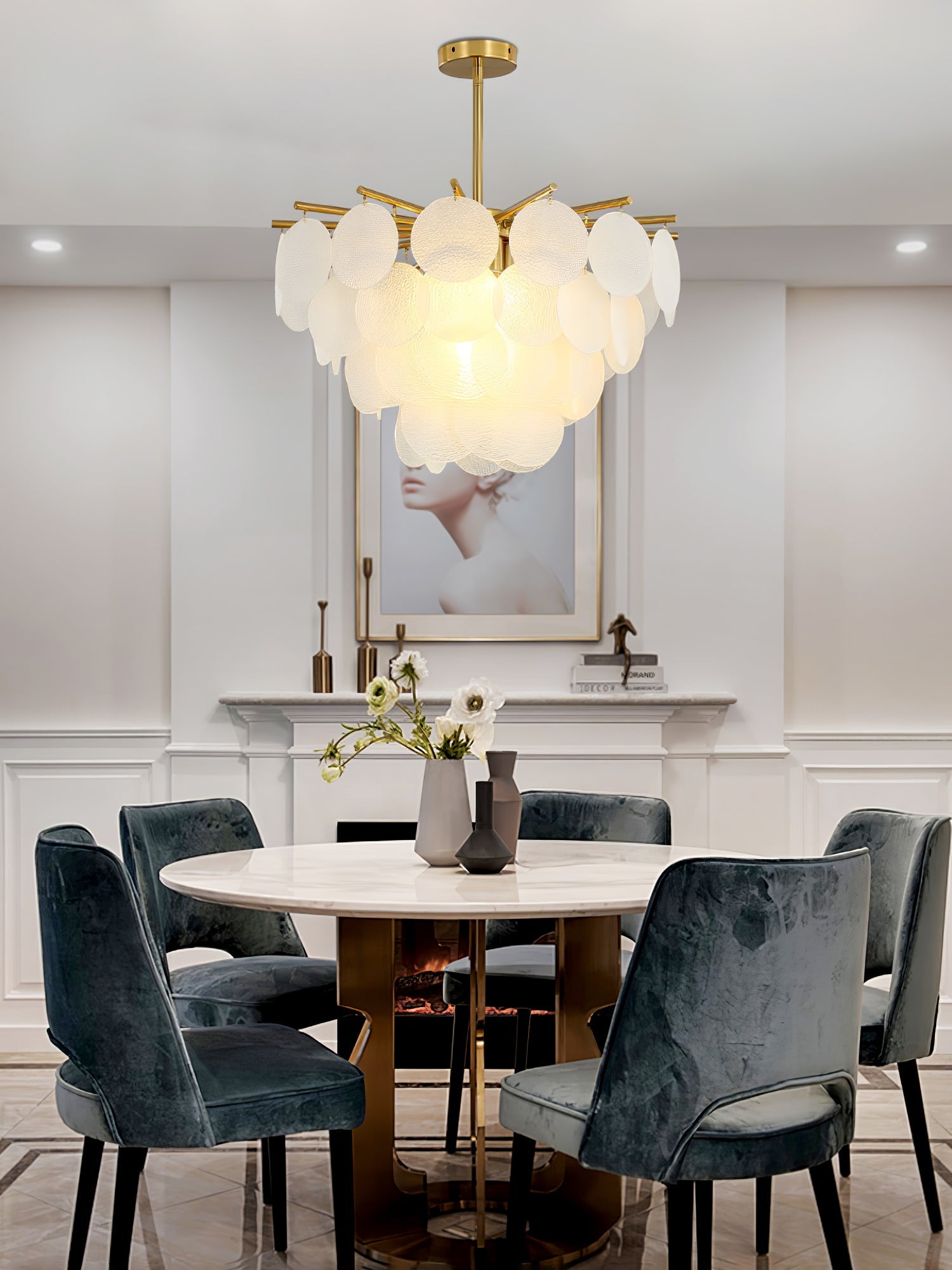 Zorven Chandelier Nimbus Glass Droplets-Neutral Decor