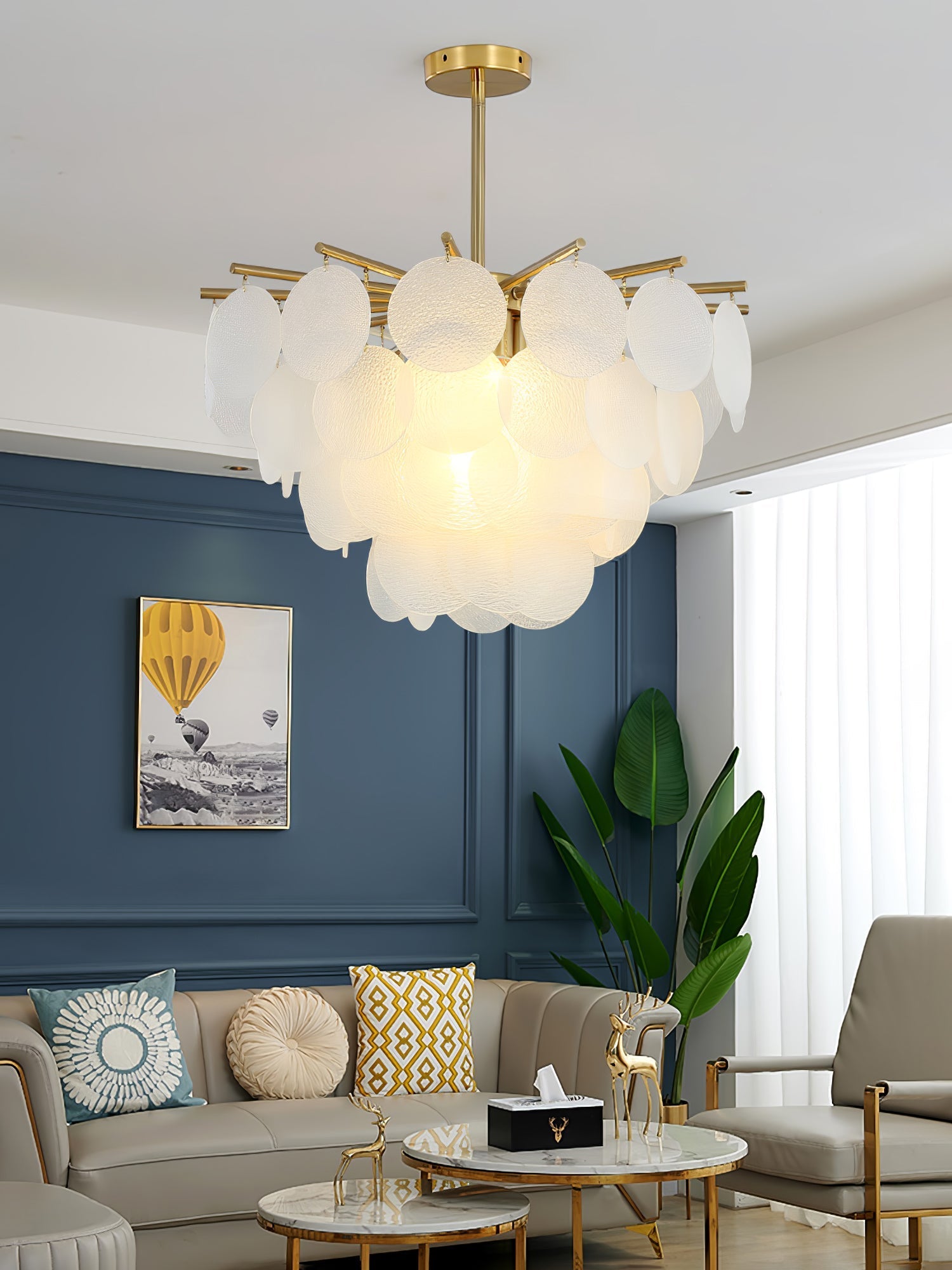 Zorven Chandelier Nimbus Glass Droplets-Neutral Decor