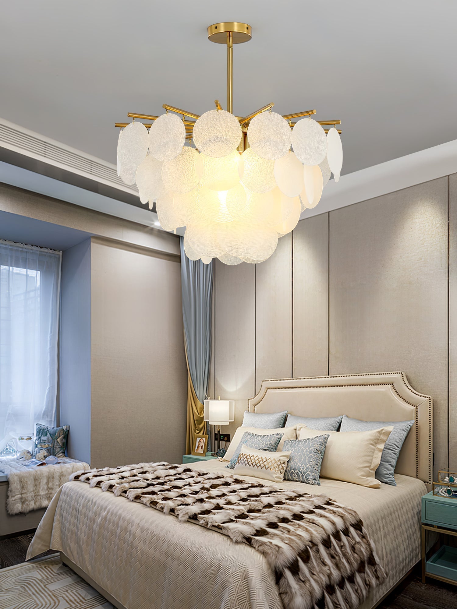 Zorven Chandelier Nimbus Glass Droplets-Neutral Decor