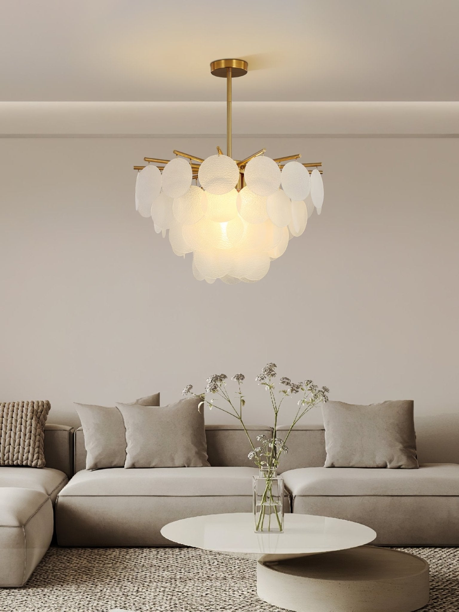 Zorven Chandelier Nimbus Glass Droplets-Neutral Decor