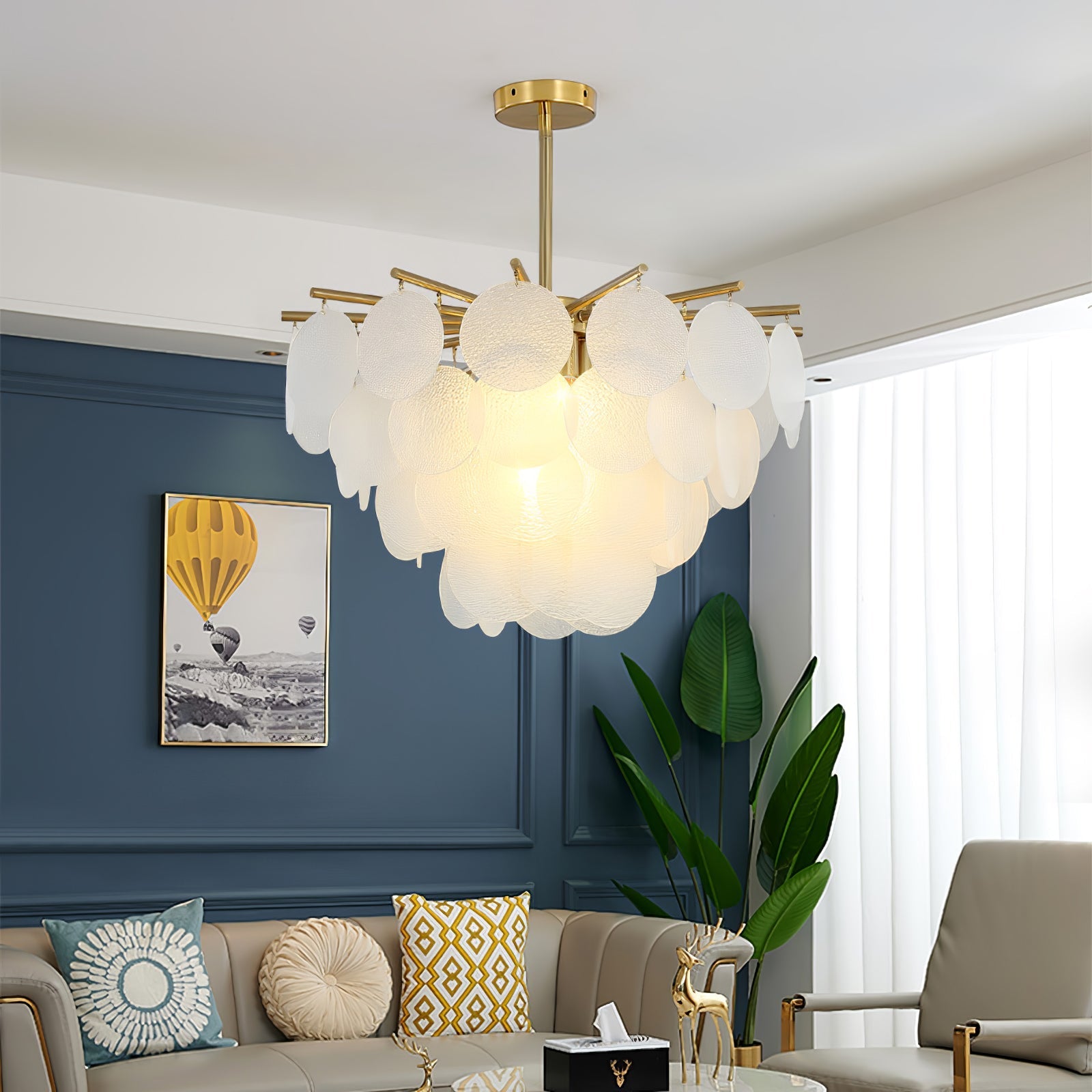 Zorven Chandelier Nimbus Glass Droplets-Neutral Decor