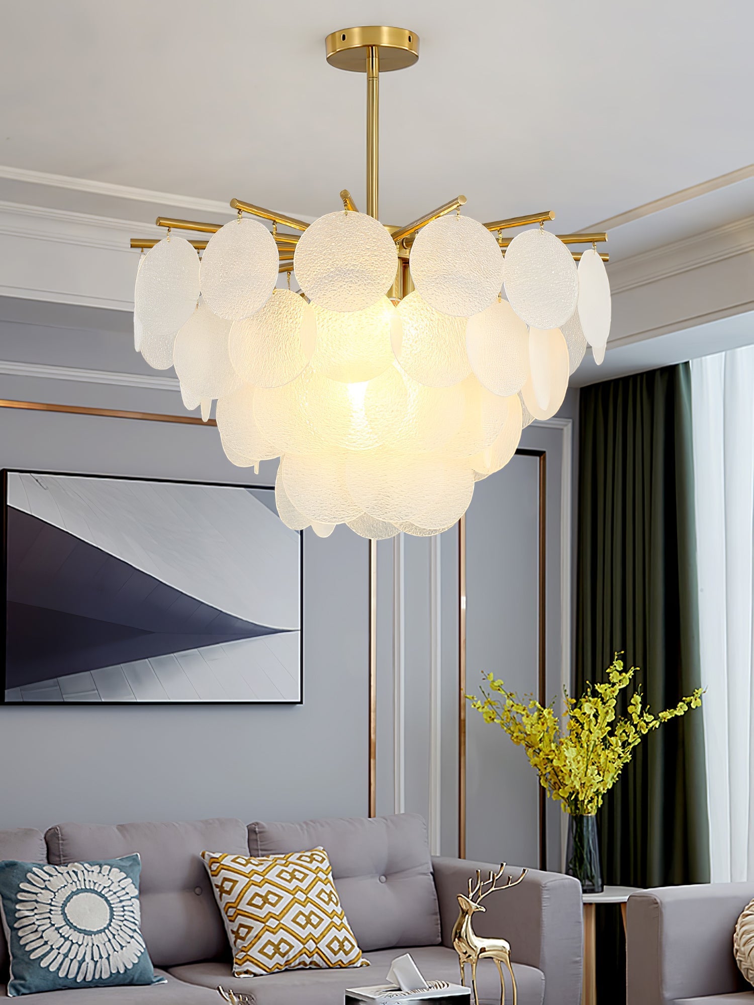 Zorven Chandelier Nimbus Glass Droplets-Neutral Decor
