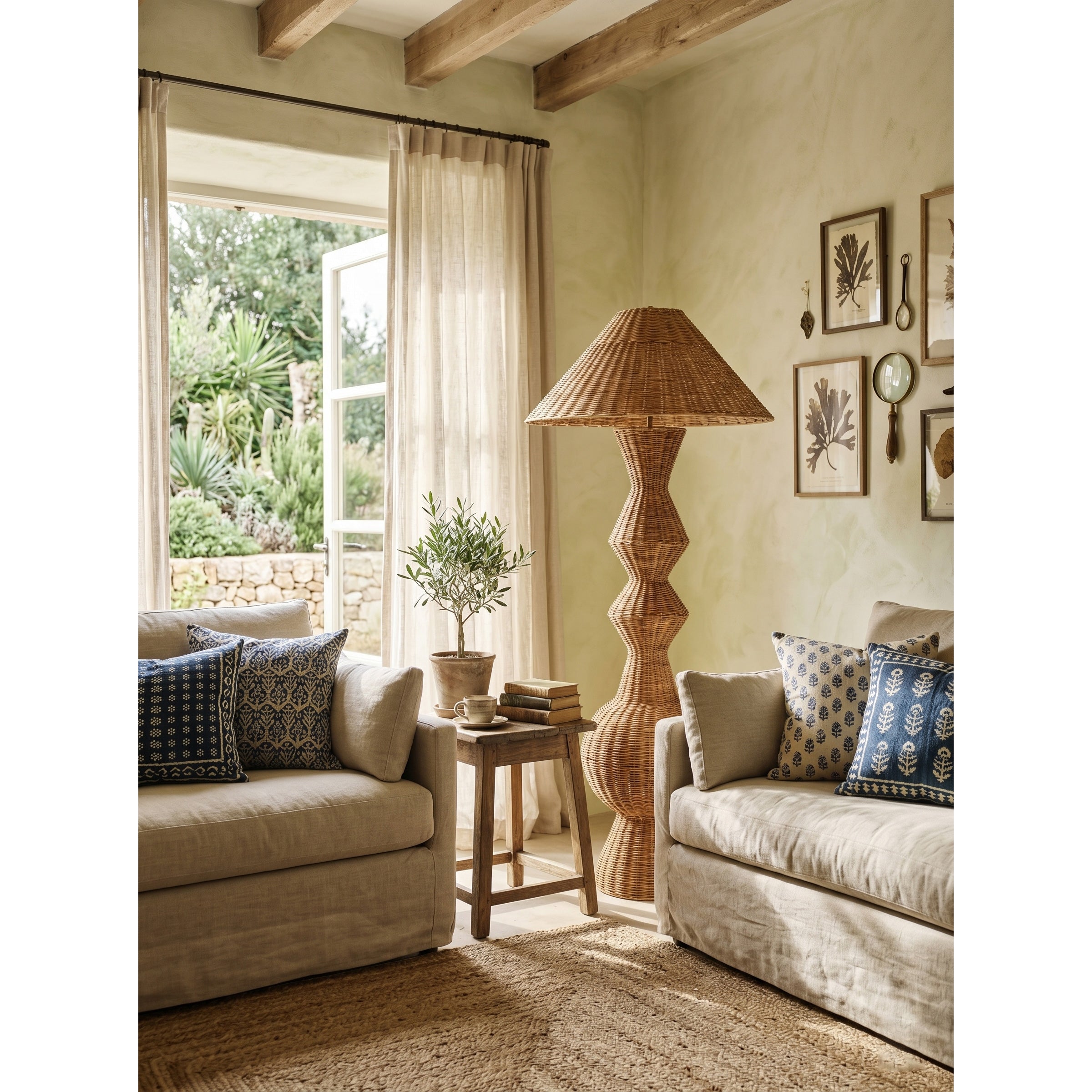 The lamp's texture and craftsmanship in a detailed close-up.