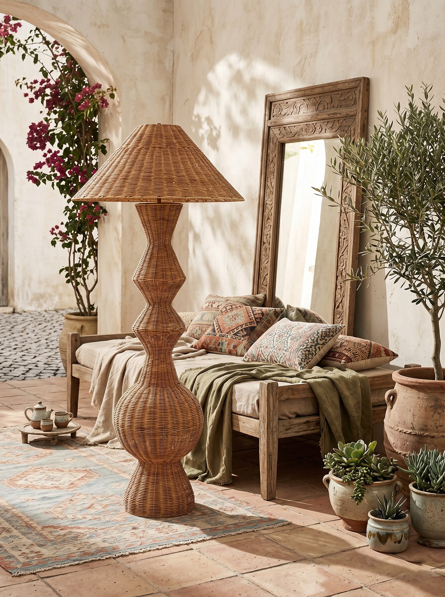 Front view of the Nirvana Grande Floor Lamp, showing its totem-like silhouette.