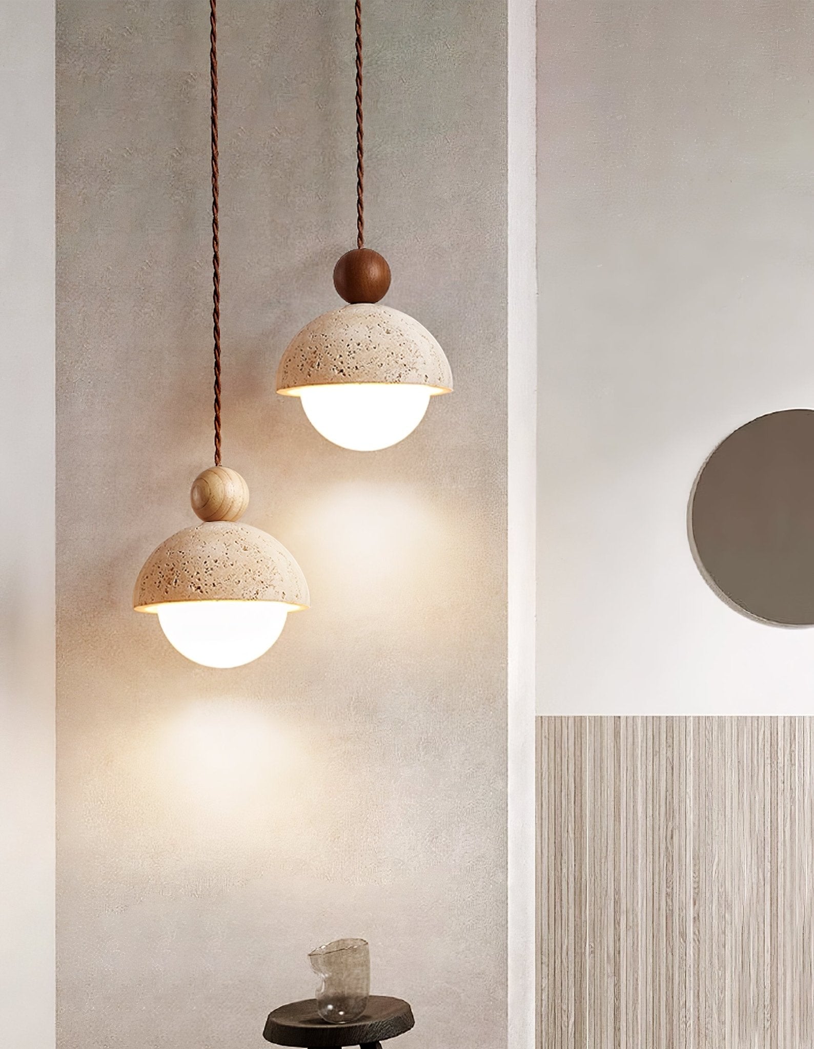 Bexn Travertine Pendant Light-Neutral Decor