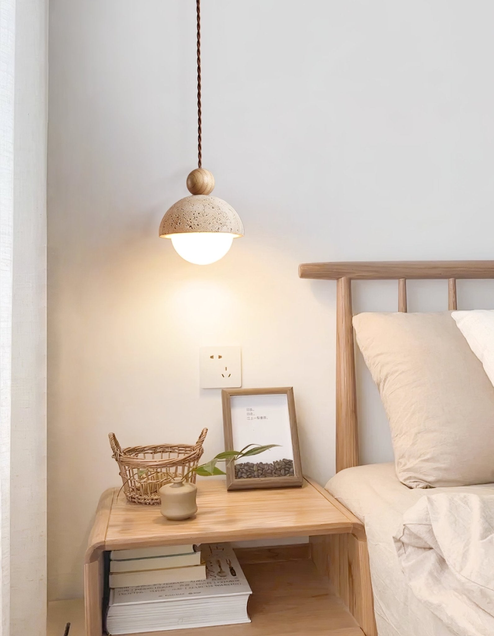 Bexn Travertine Pendant Light-Neutral Decor