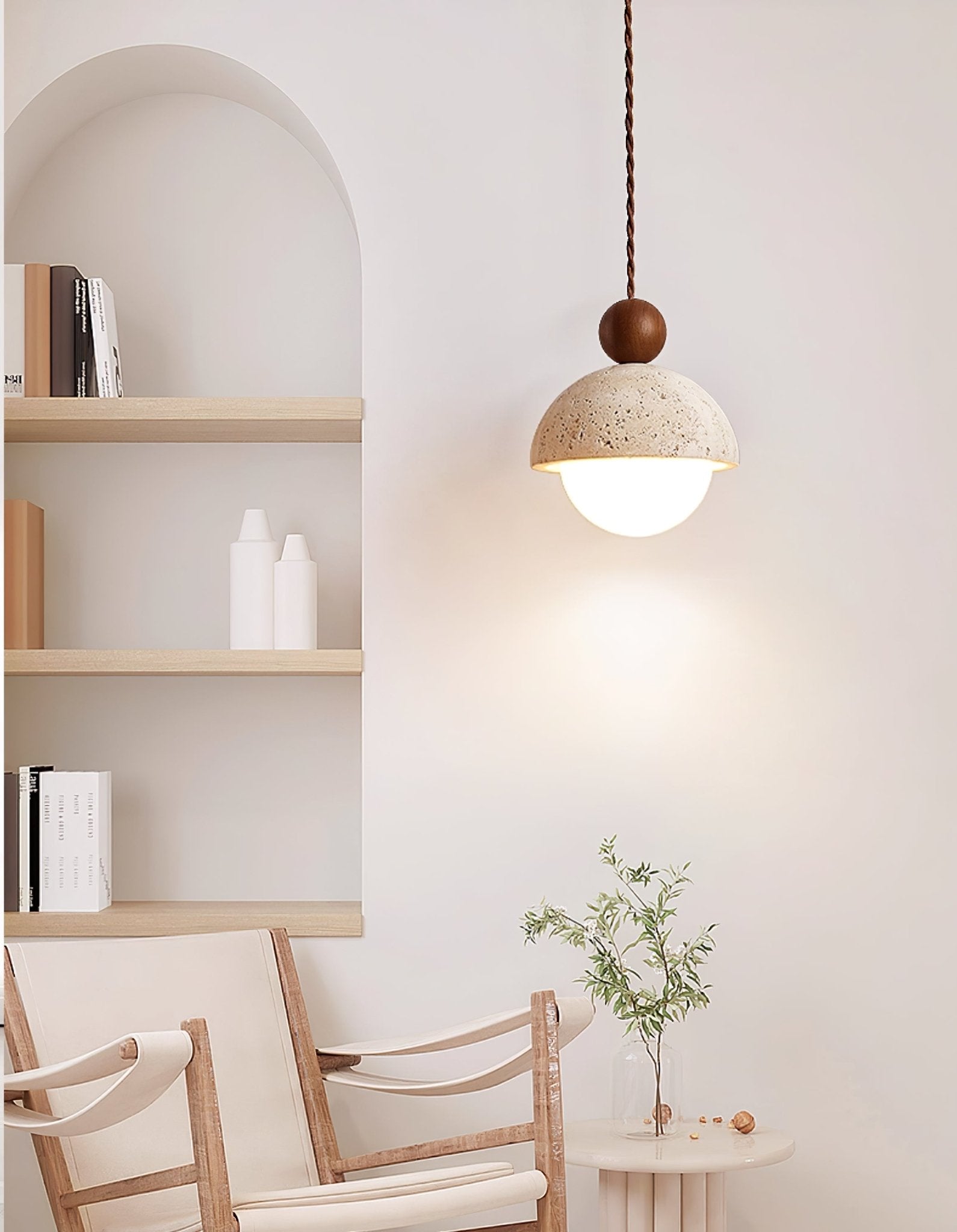 Bexn Travertine Pendant Light-Neutral Decor
